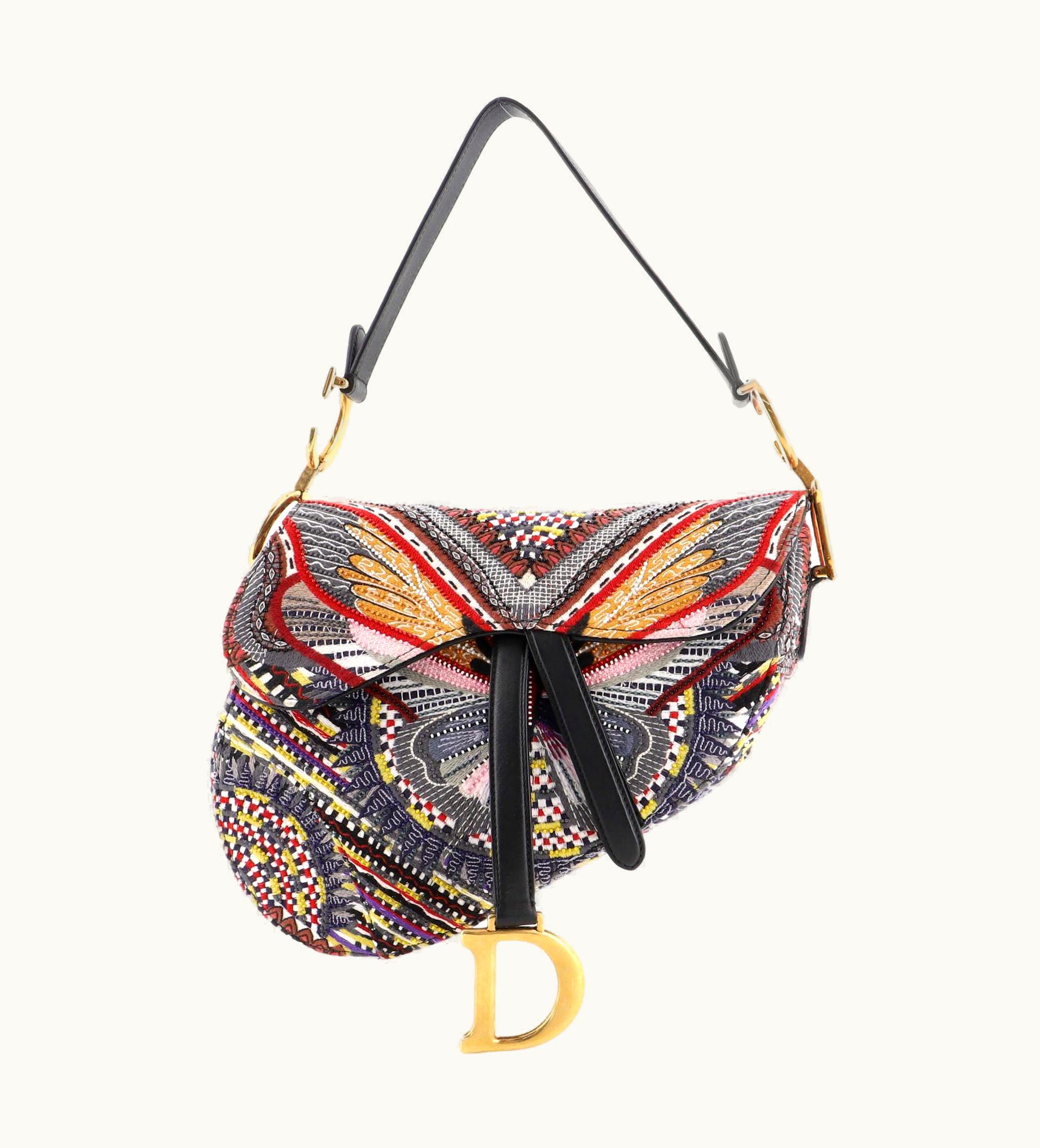 Dior Christian Dior Saddle Handbag Embroidered And Beaded Fabric Medium