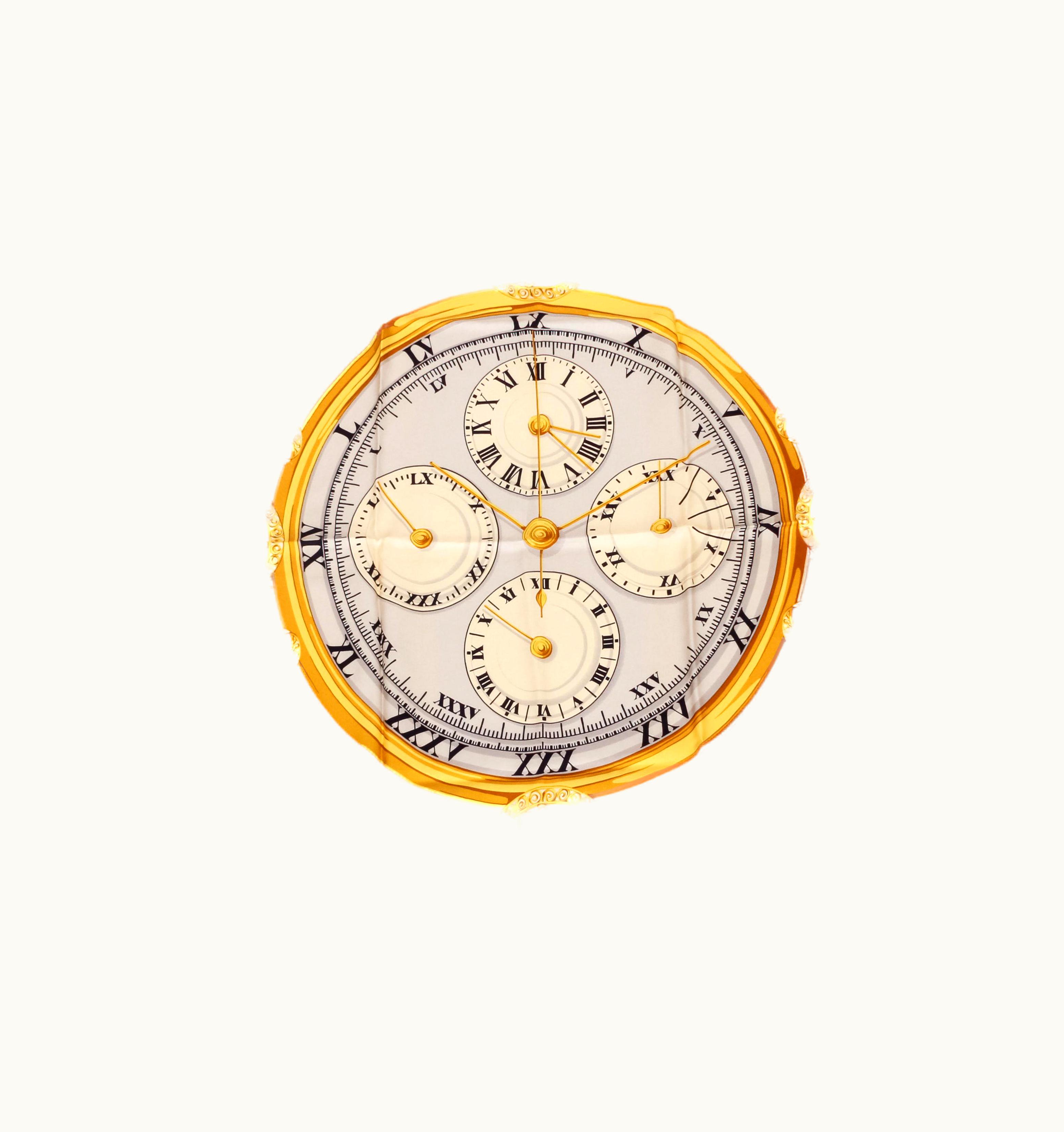 Dior Blue Yellow Clocks Silk Scarf
