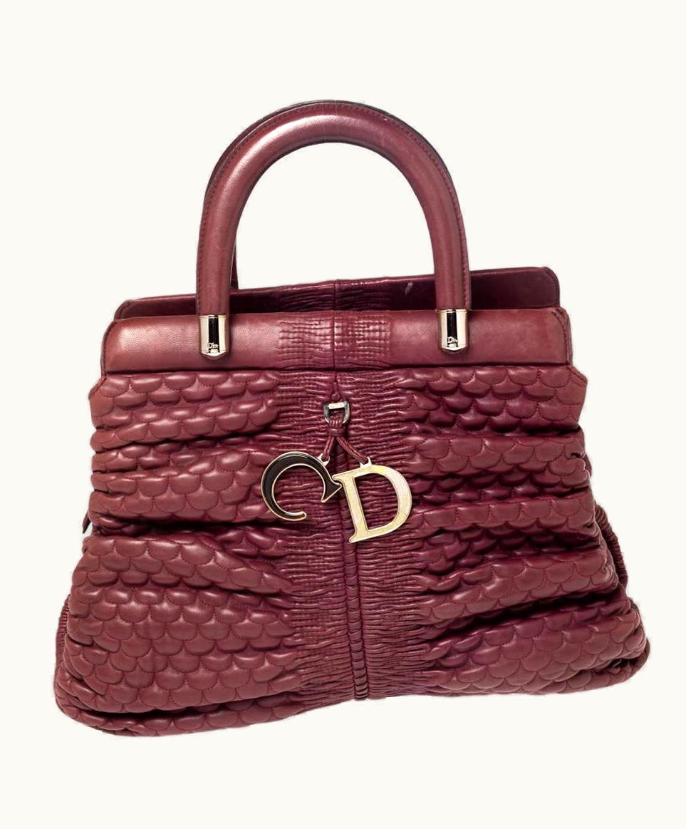 Dior Plum Leather Karenina Frame Tote