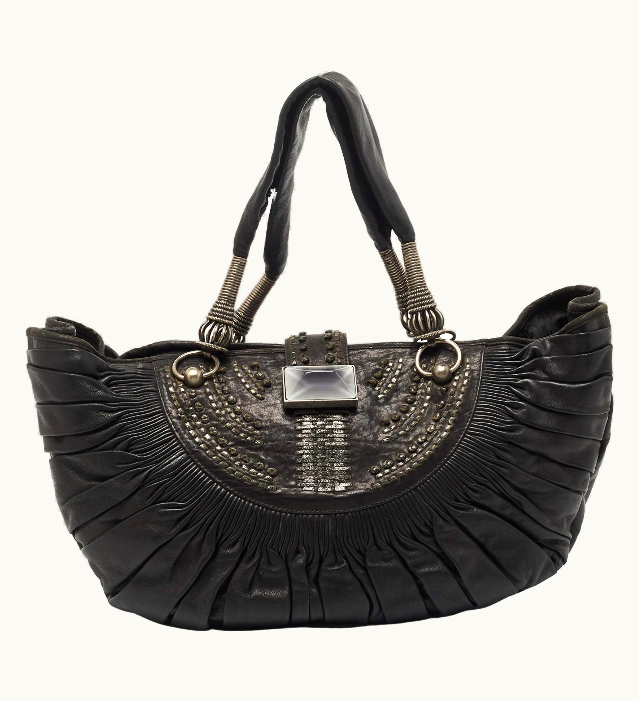 Dior Black Pleated Leather Plisse Tote UZ0568975