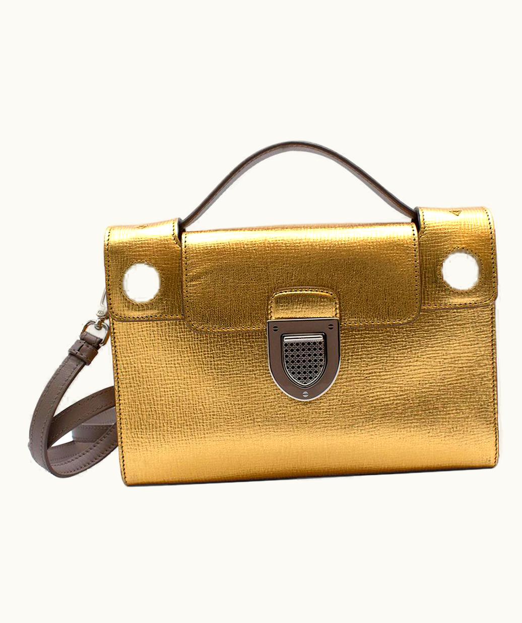 Dior Gold Leather Diorever Shoulder Bag