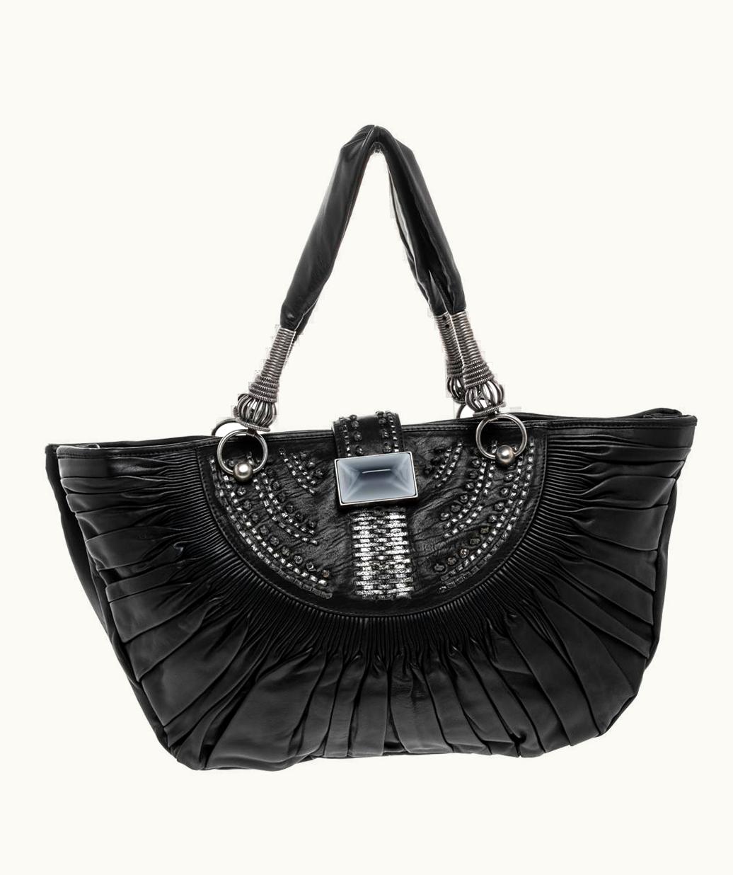 Dior Black Pleated Leather Plisse Tote UZ0569004