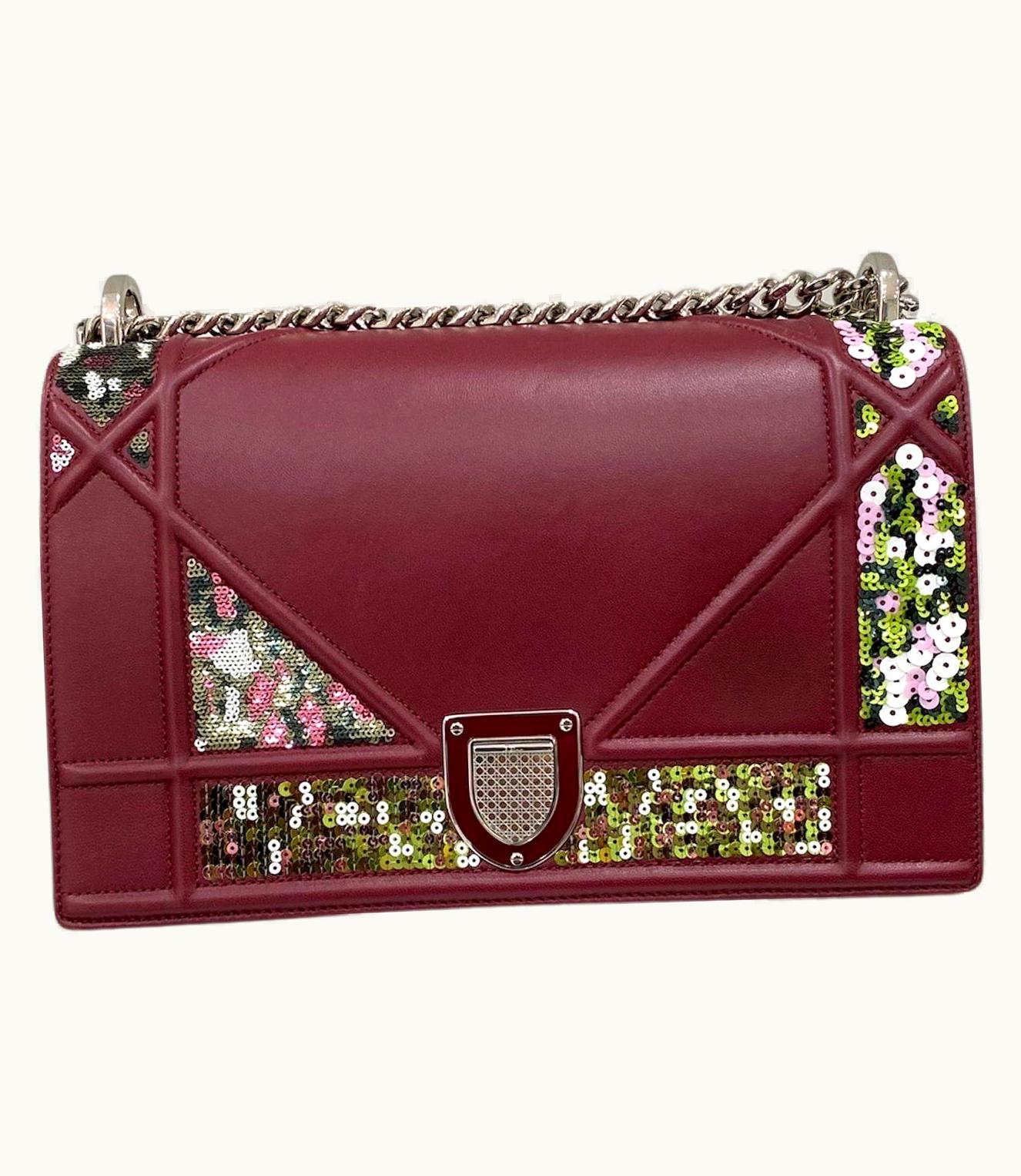Dior Dior Diorama Shoulder Bag Bordeaux Paillets