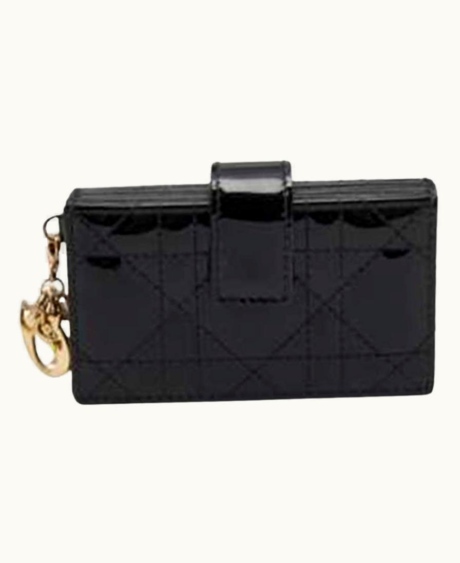 Dior Dior Black Patent Leather Compact Wallet