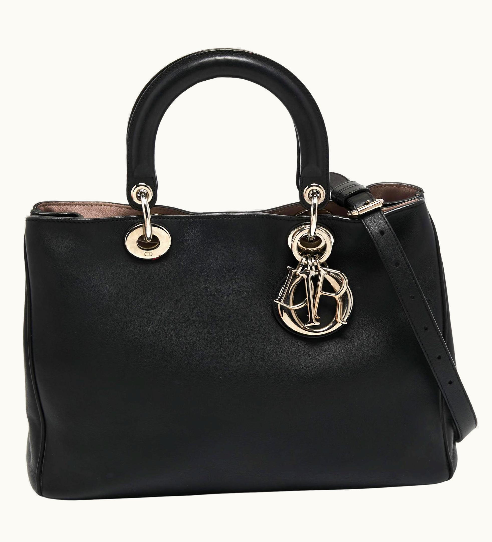 Dior Dior Black Leather Medium Diorissimo Tote