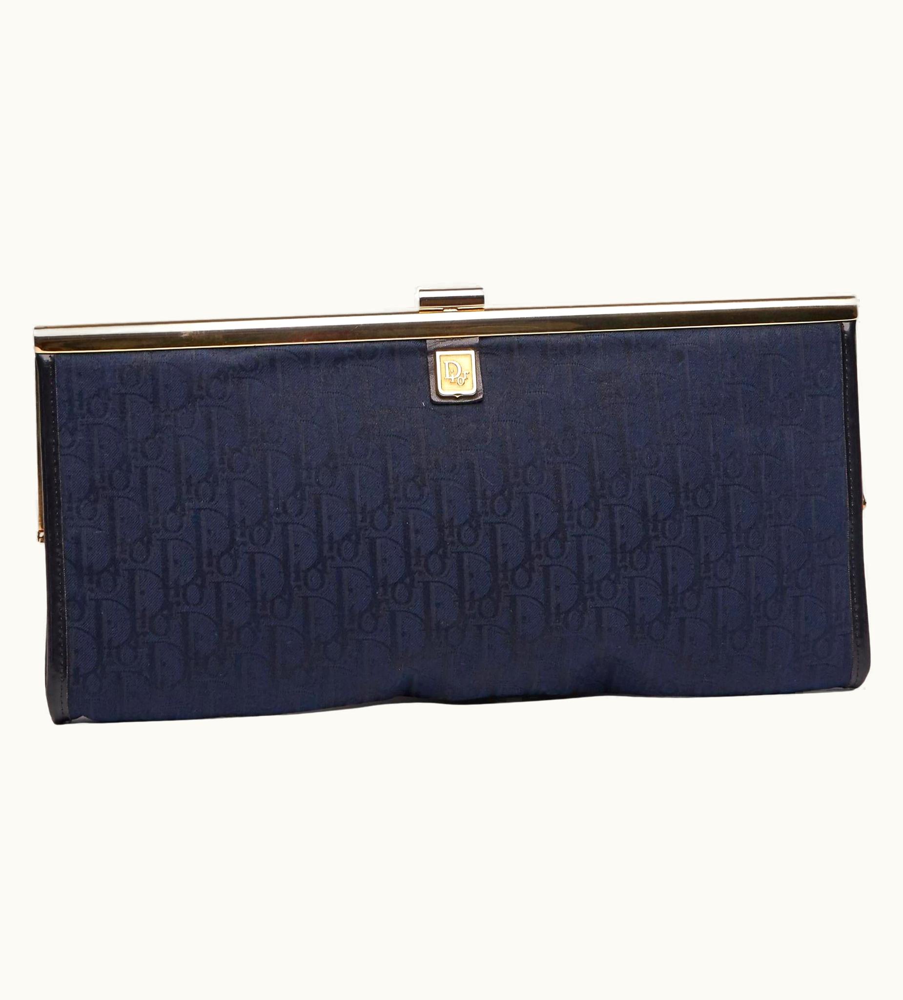 Dior Dior Vintage Denim Navy Trotter Clutch