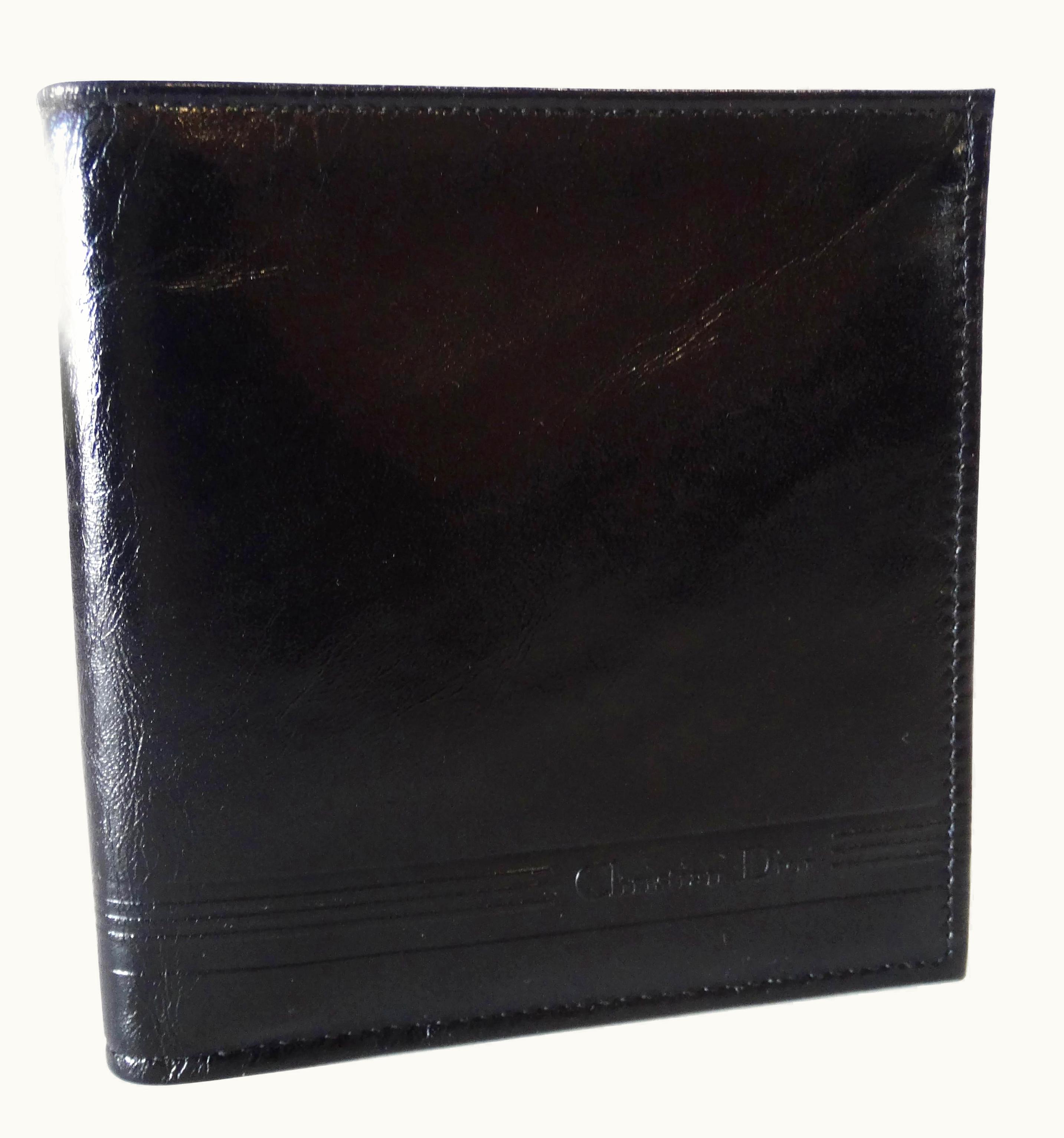 Dior 1990s Christian Dior Black Leather Biofold Wallet