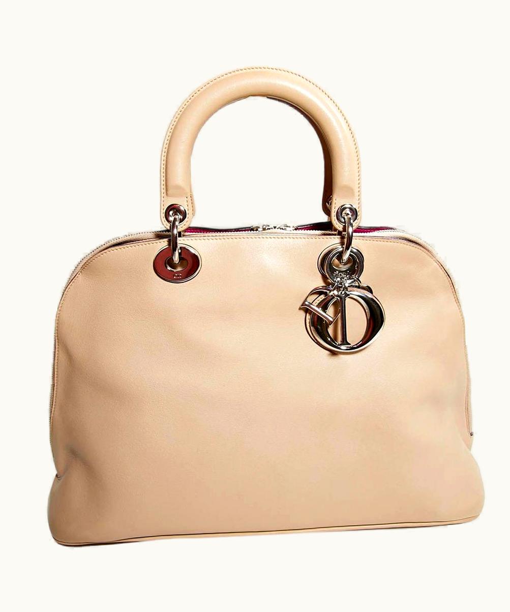 Dior Dior Beige Lambskin Diorissimo Top Handle Bag