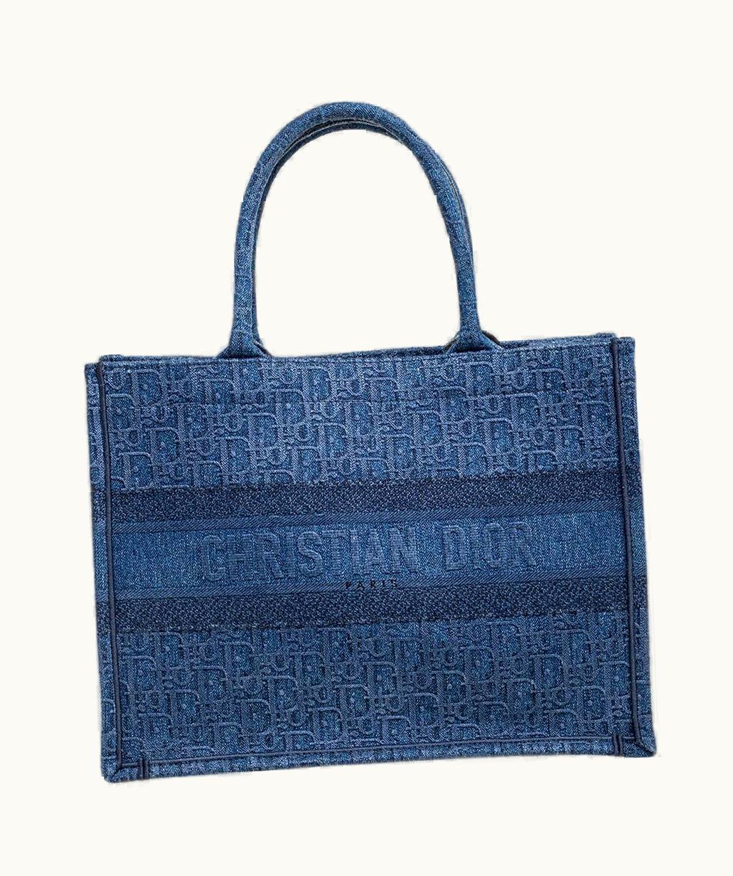 Dior Dior Blue Oblique Denim Small Book Tote
