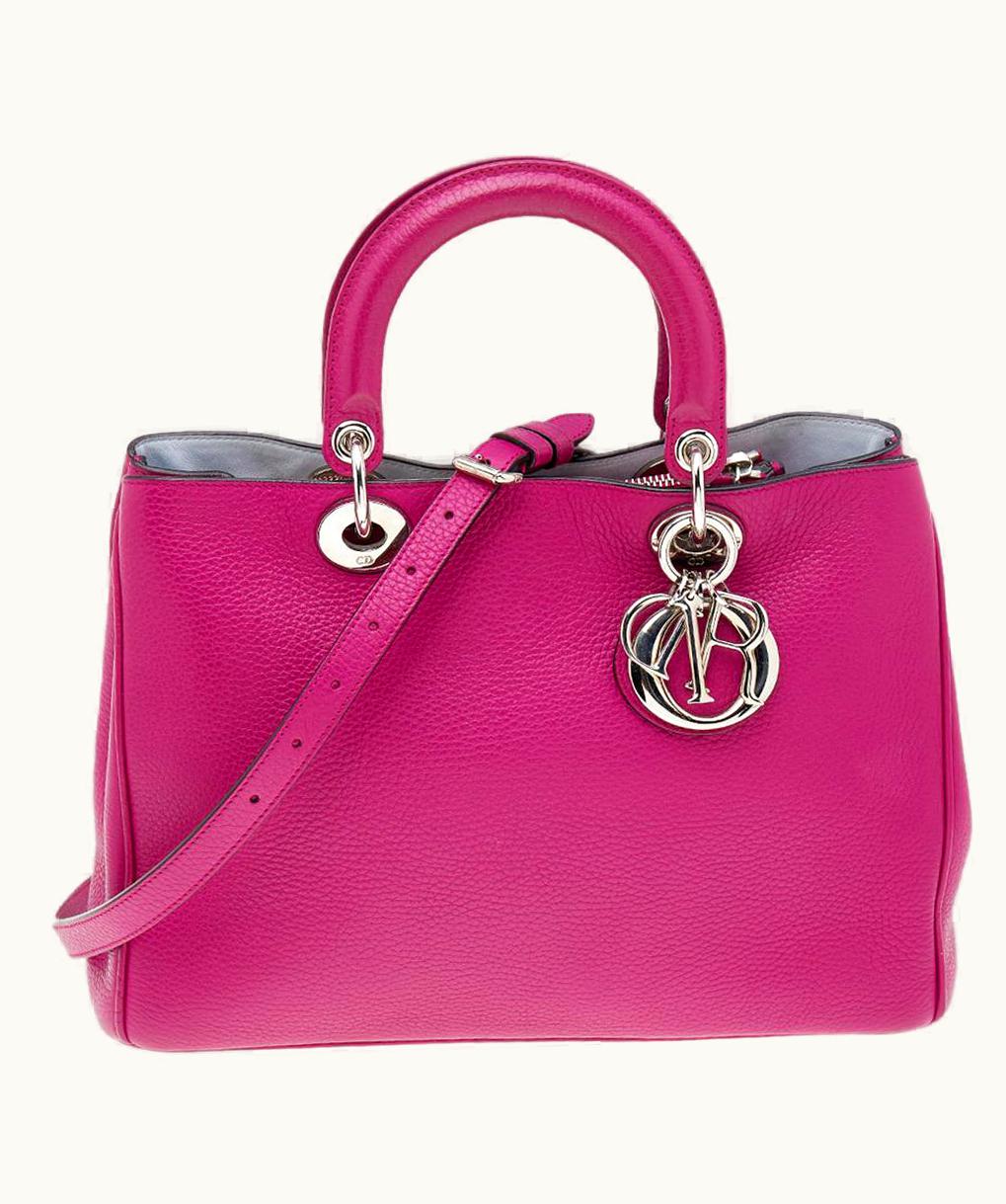 Dior Dior Bright Pink Leather Medium Diorissimo Tote