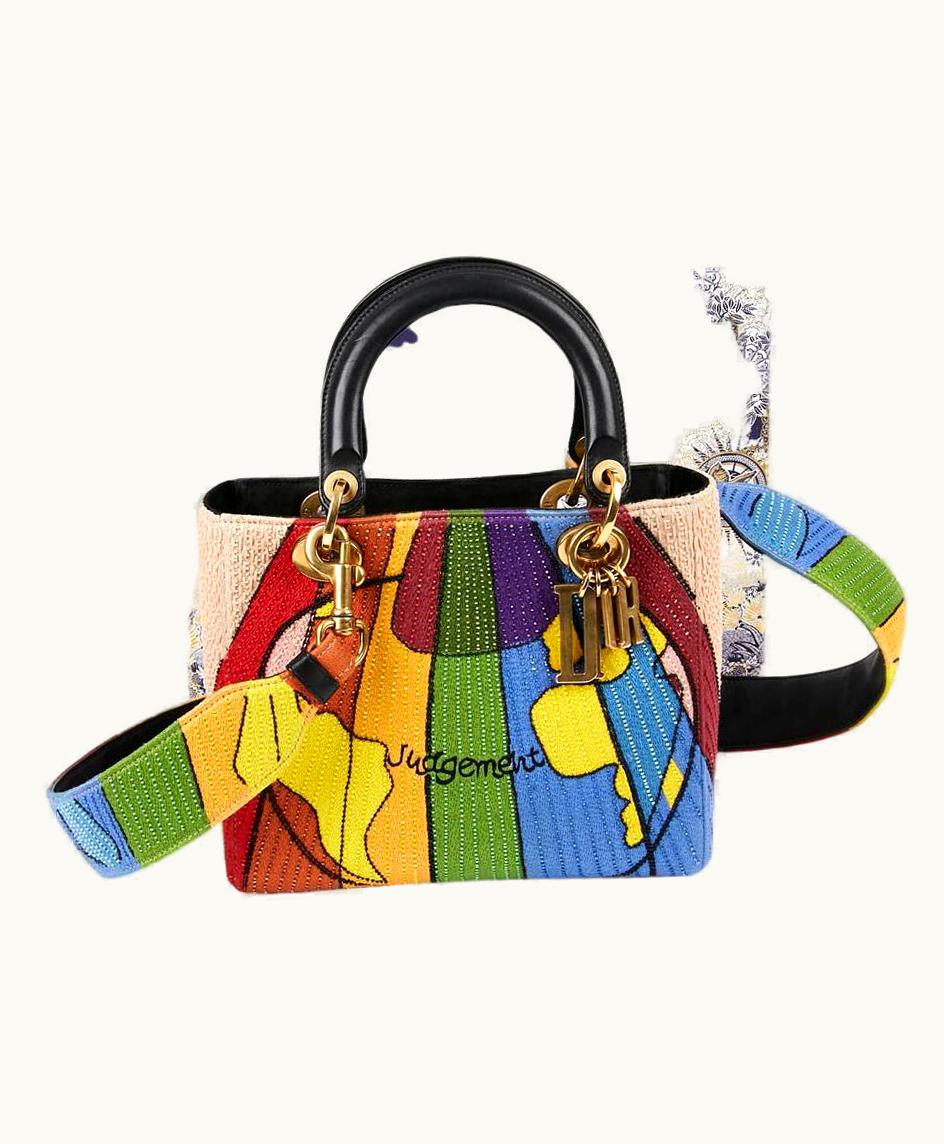 Dior Limited Edition Lady Dior Multicolored Judgment Bag