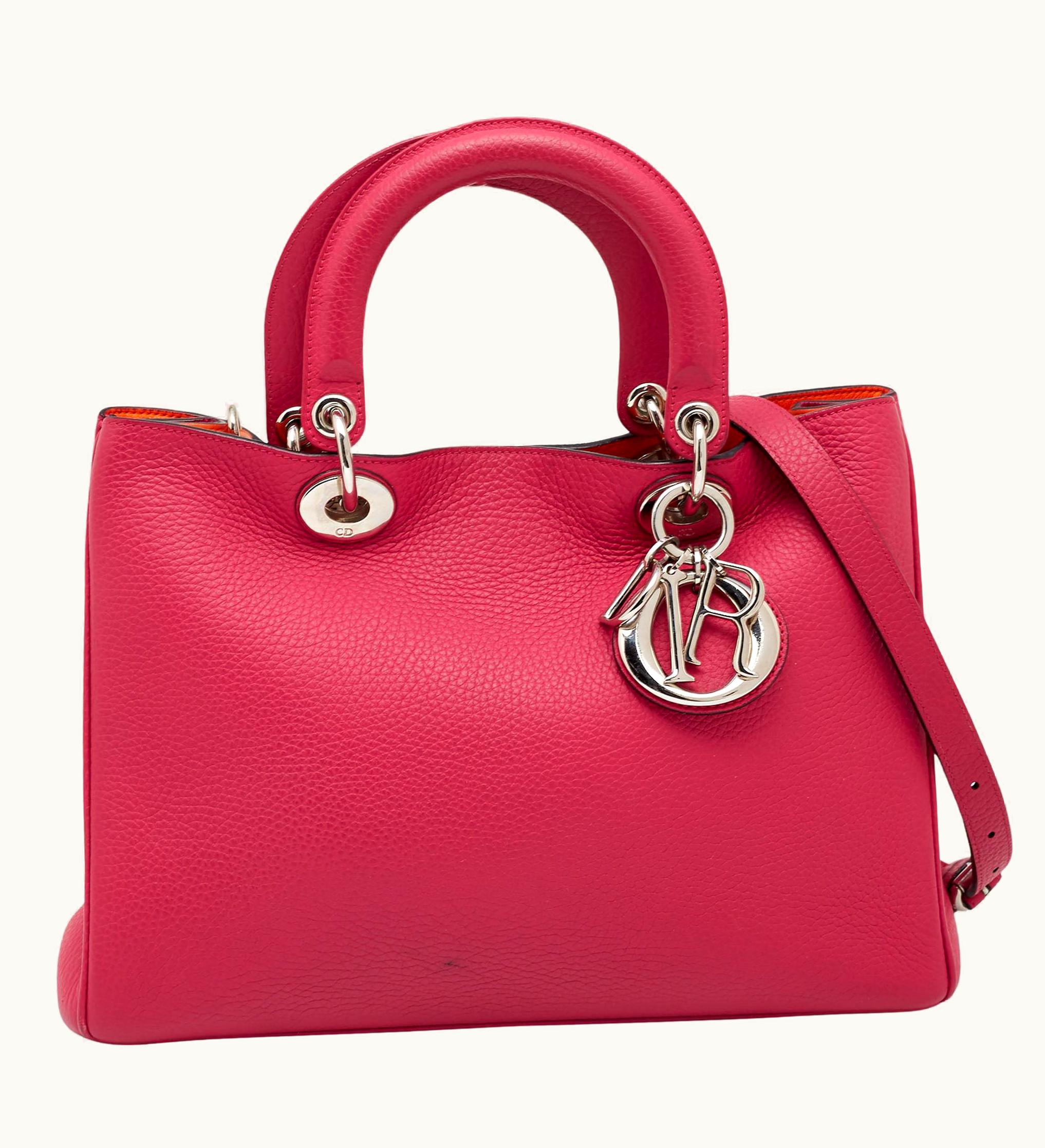 Dior Dior Pink Pebbled Leather Medium Diorissimo Tote