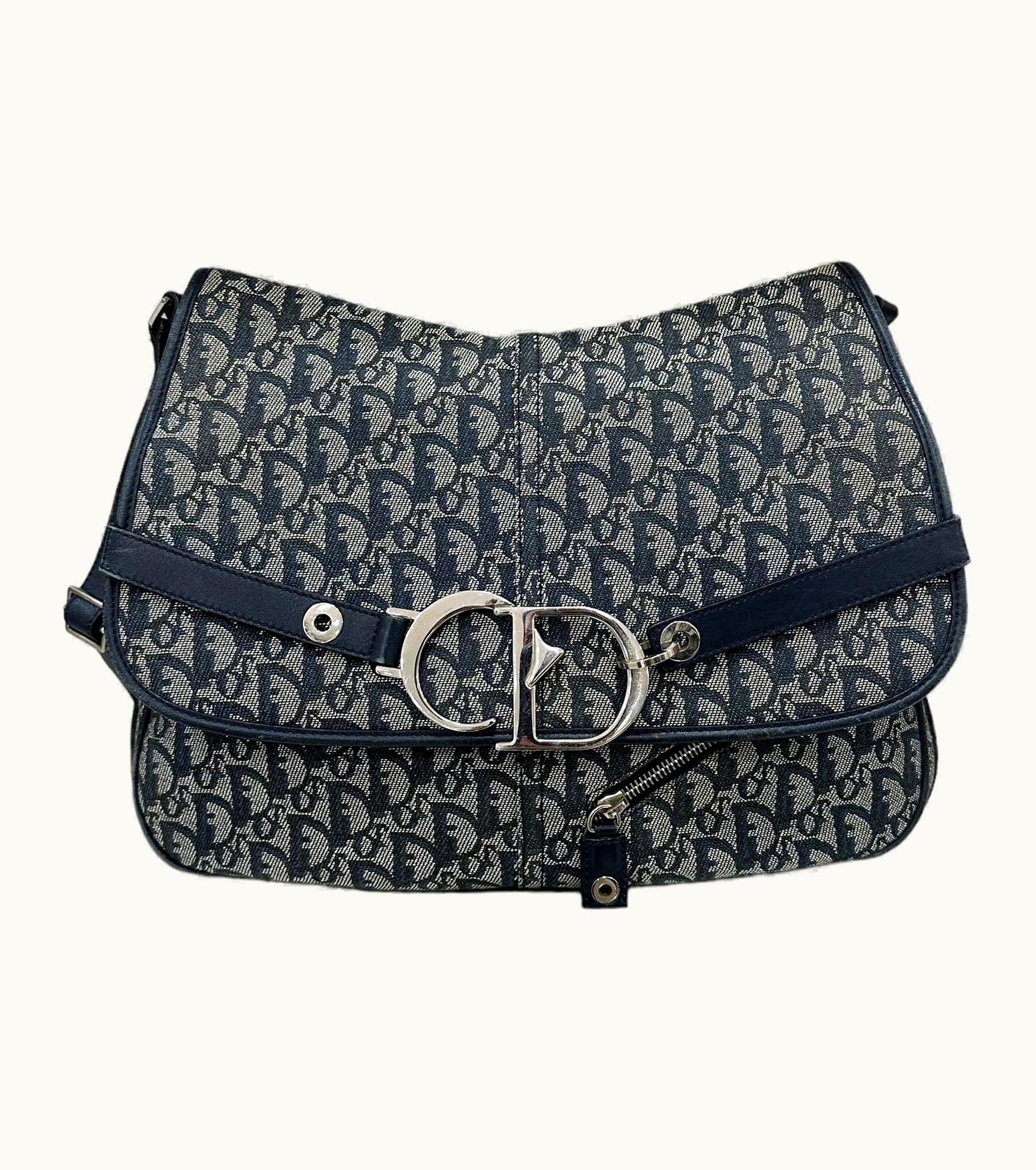 Dior Dior Vintage Blue Shoulder Bag Jacquard Canvas