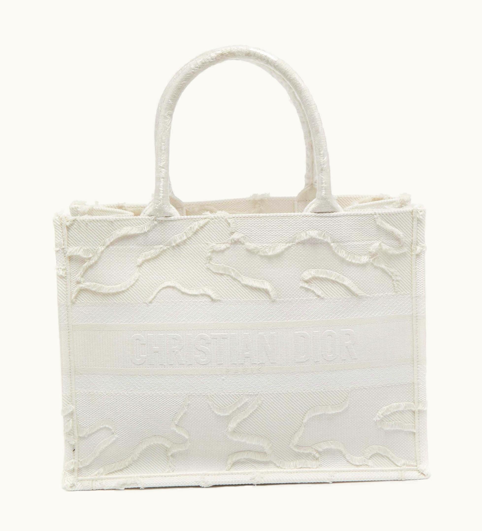 Dior Dior White Camouflage Canvas Medium Book Tote