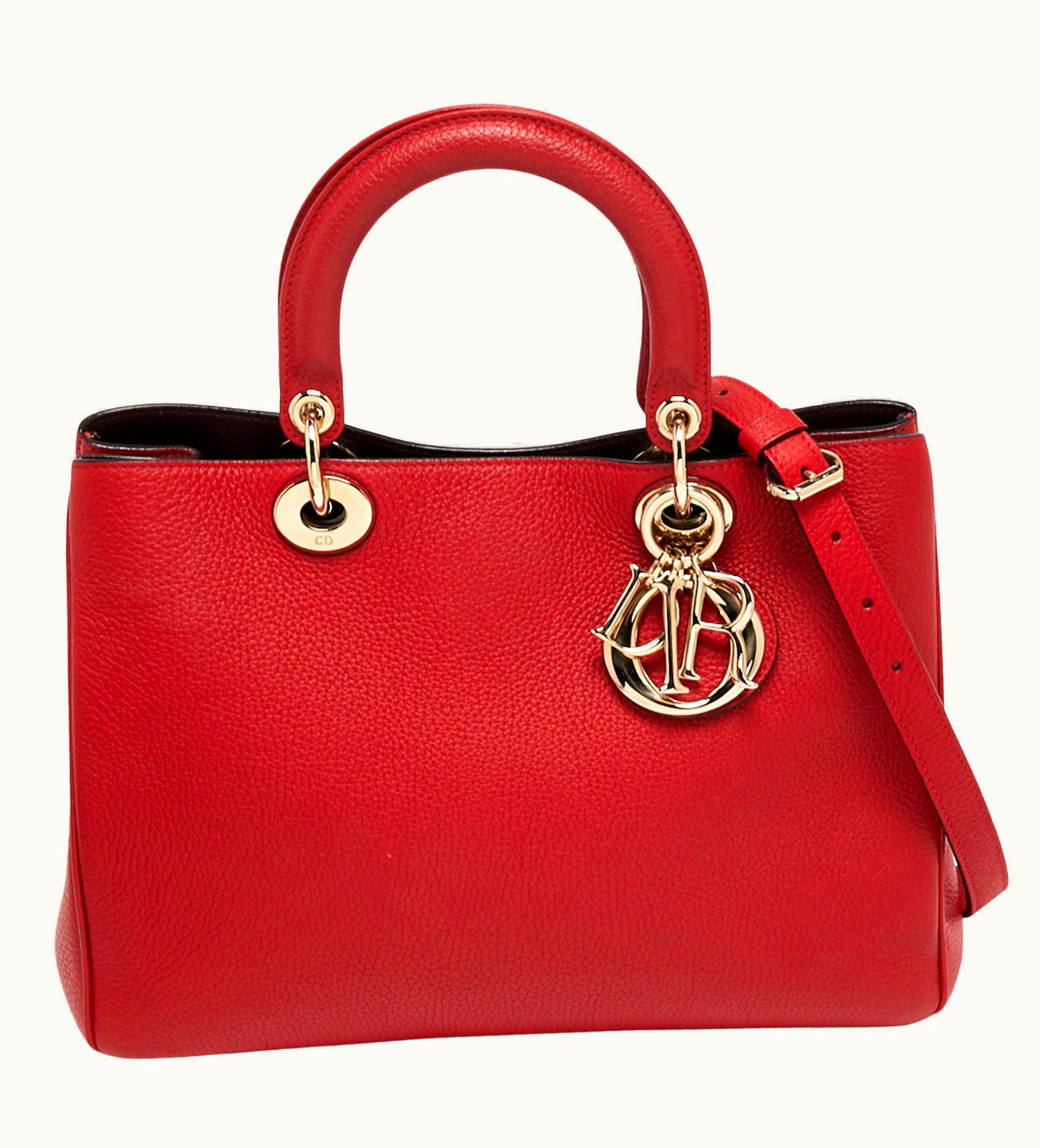 Dior Dior Red Leather Medium Diorissimo Shopper Tote UZ0569112