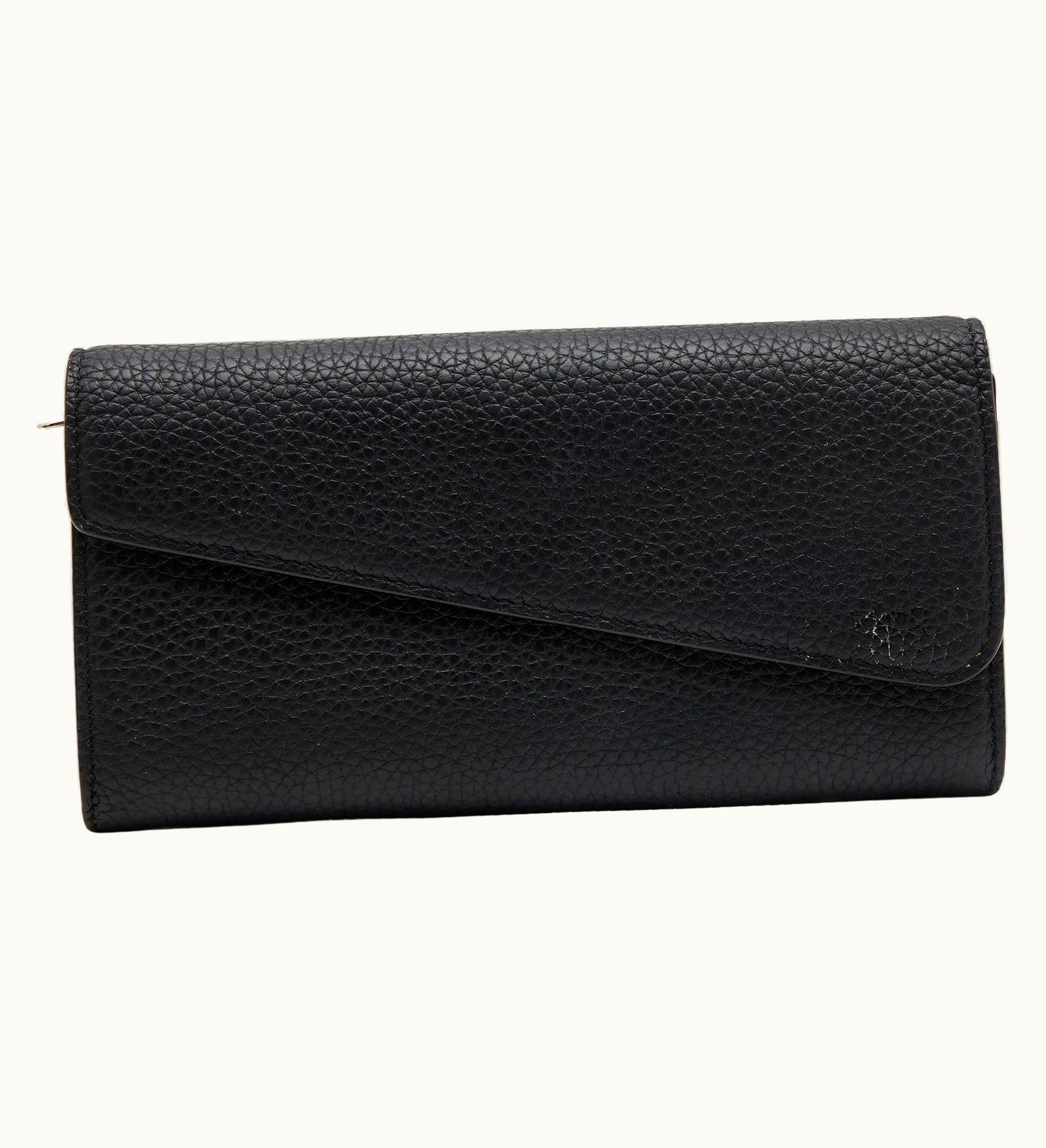 Dior Dior Black Leather Flap Continental Wallet