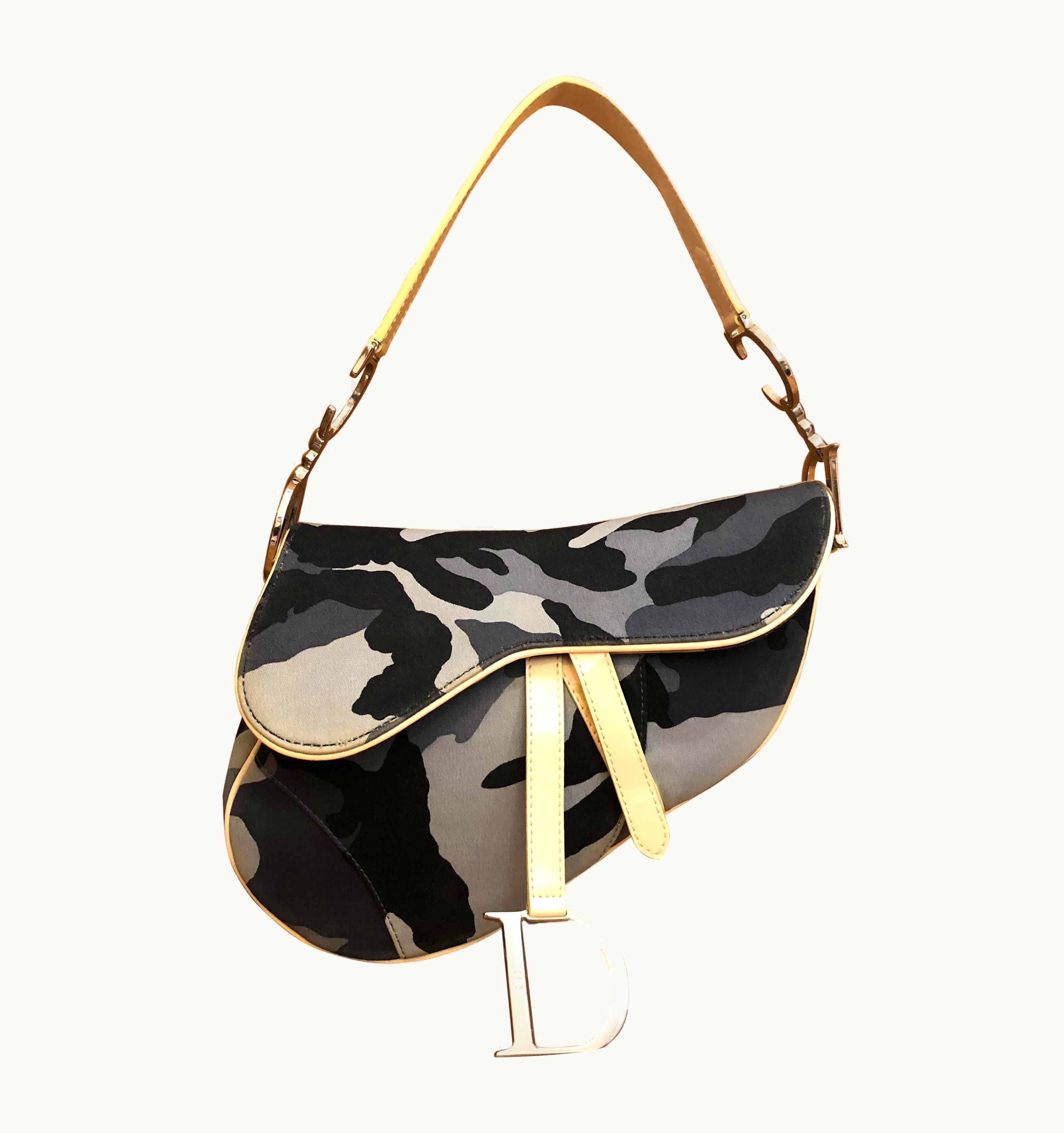 Dior Vintage Christian Dior Blue Camouflage Saddle Bag
