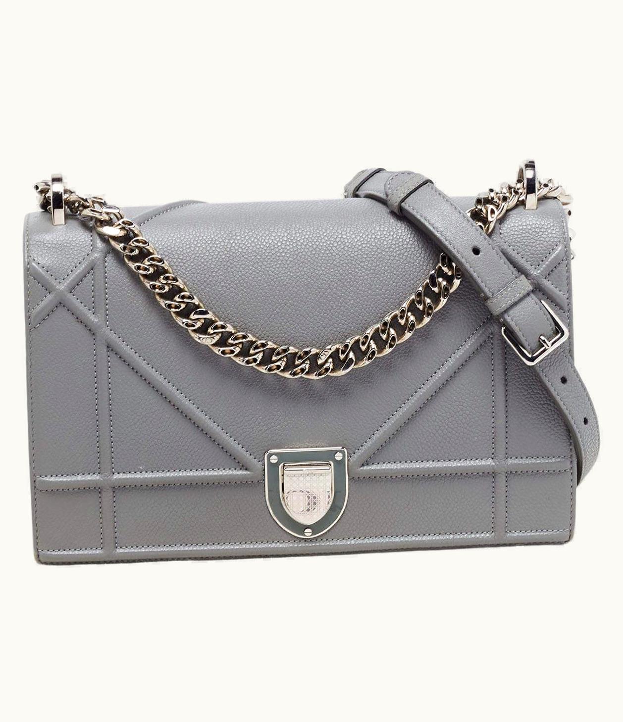 Dior Grey Leather Medium Diorama Shoulder Bag UZ0569157