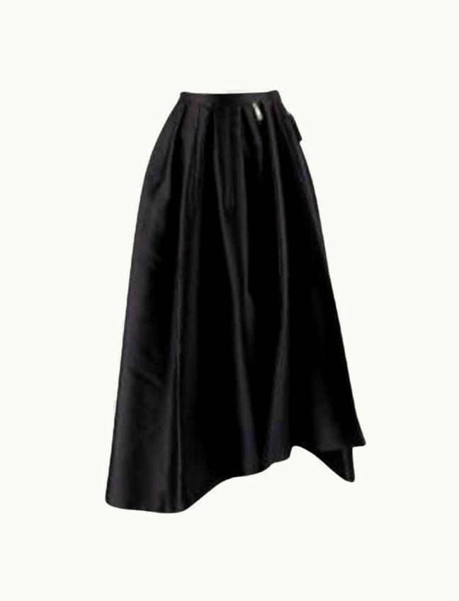 Dior Dior Black Silk Asymmetric Pleated Full Skirt