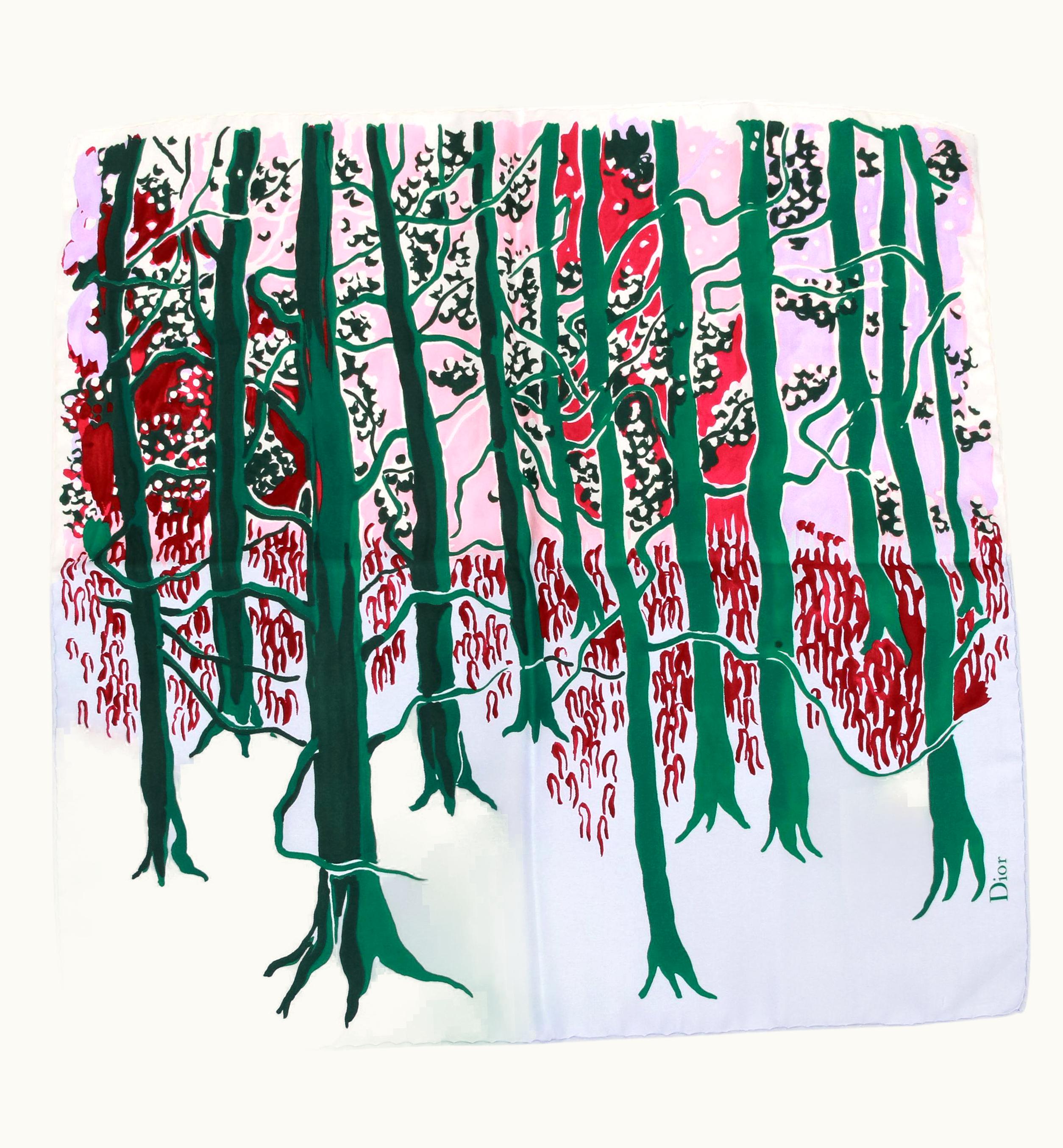 Dior Christian Dior Forest Print Silk Scarf