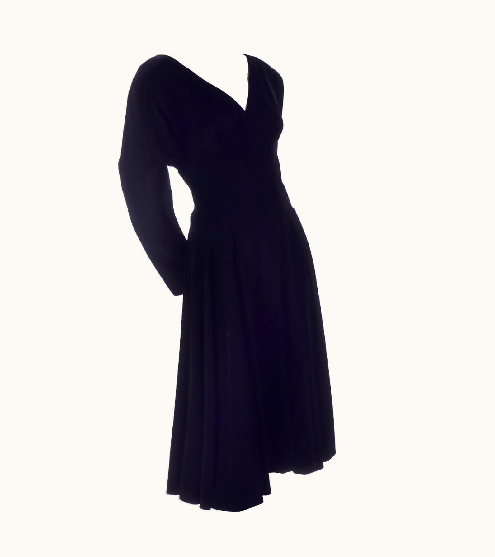 Dior Vintage Christian Dior Black Velvet Evening Dress