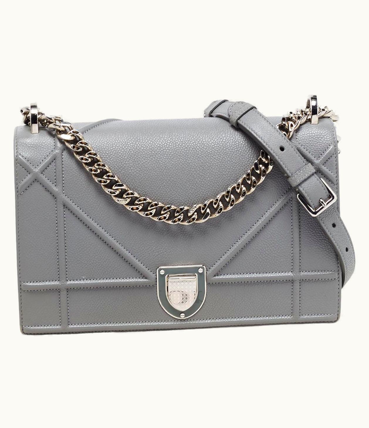 Dior Dior Grey Leather Medium Diorama Shoulder Bag UZ0569205