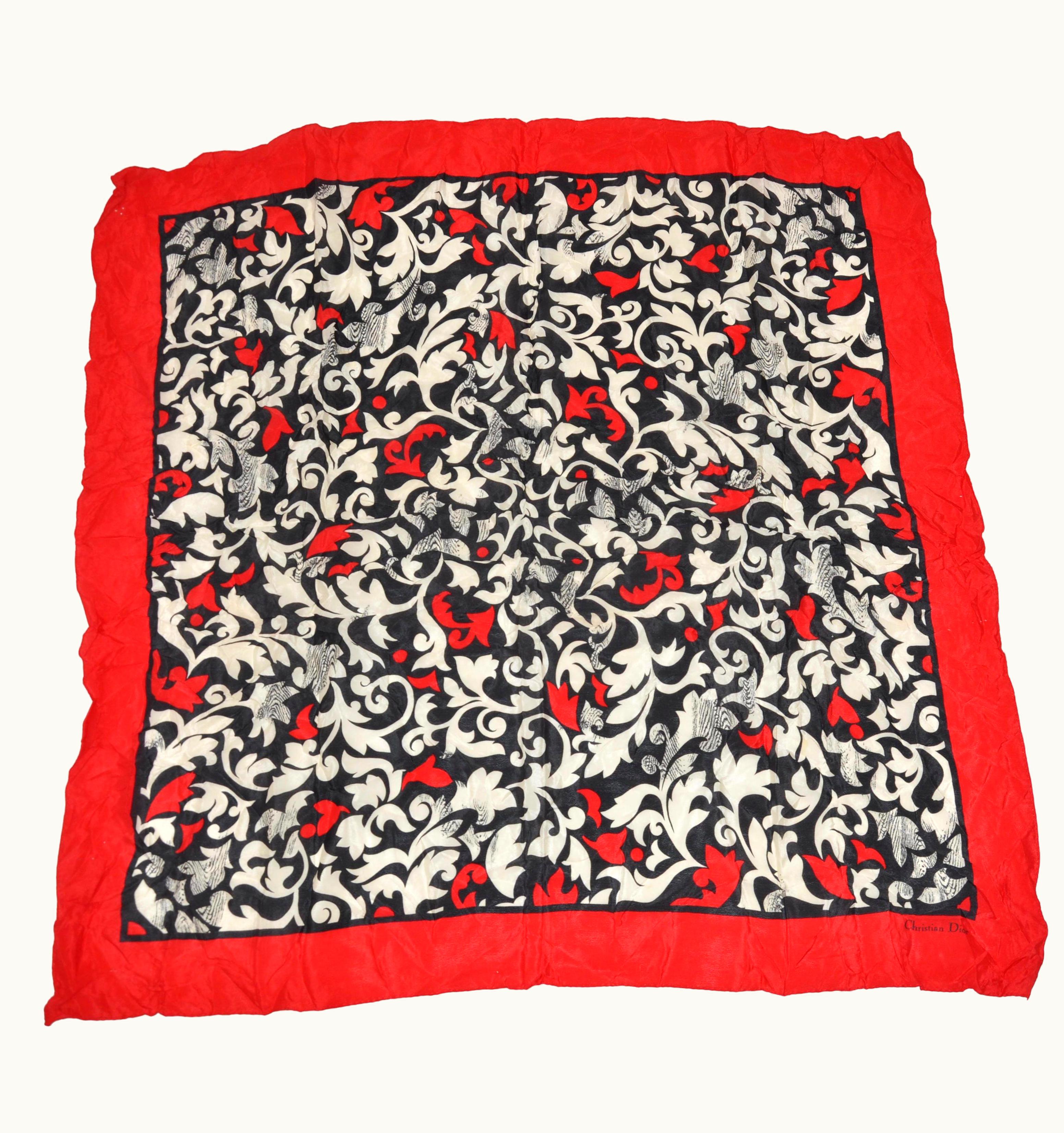 Dior Christian Dior Abstract Palseys With Red Borders