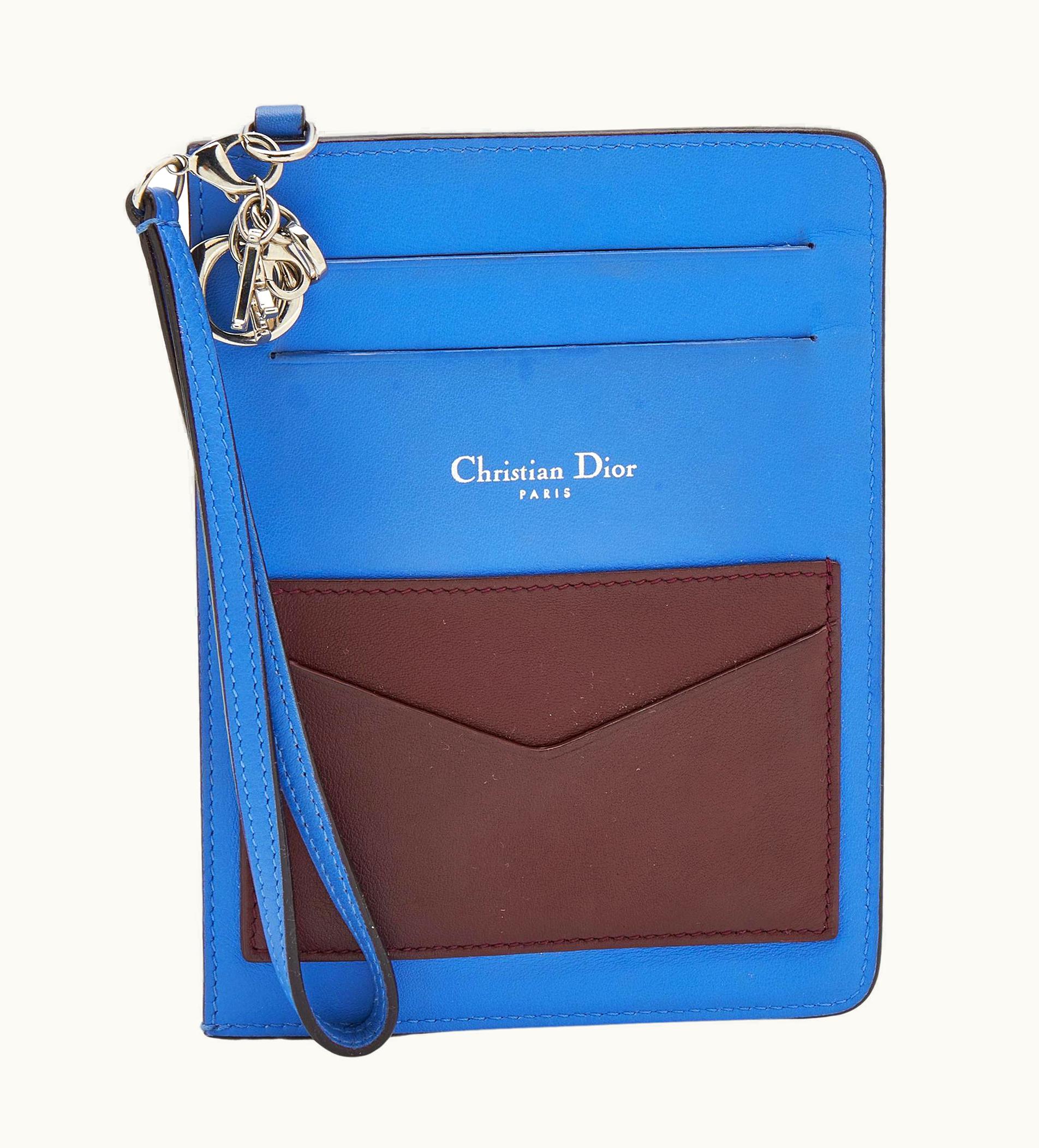Dior Dior Tri Color Leather Wristlet Card Holder