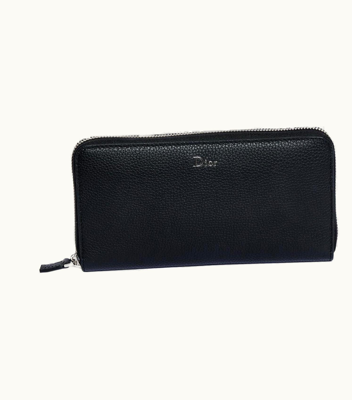 Dior Dior Black Leather Zip Around Wallet