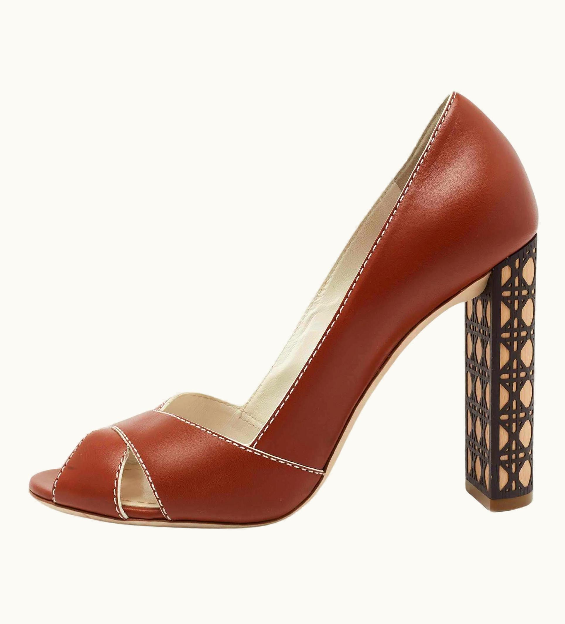 Dior Dior Brown Leather Peeptoe Pumps