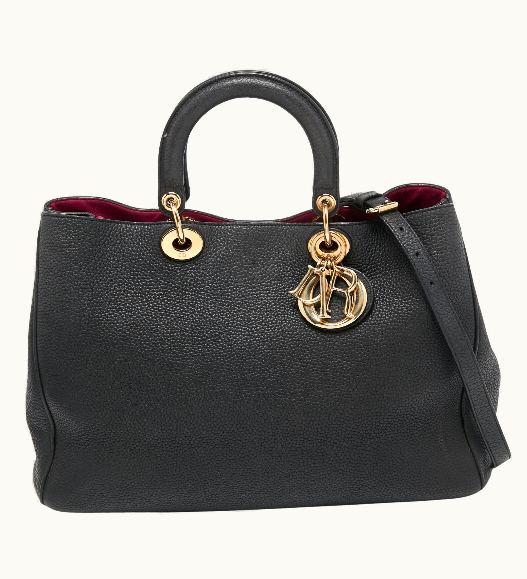 Dior Black Leather Large Diorissimo Shopper Tote UZ0569255