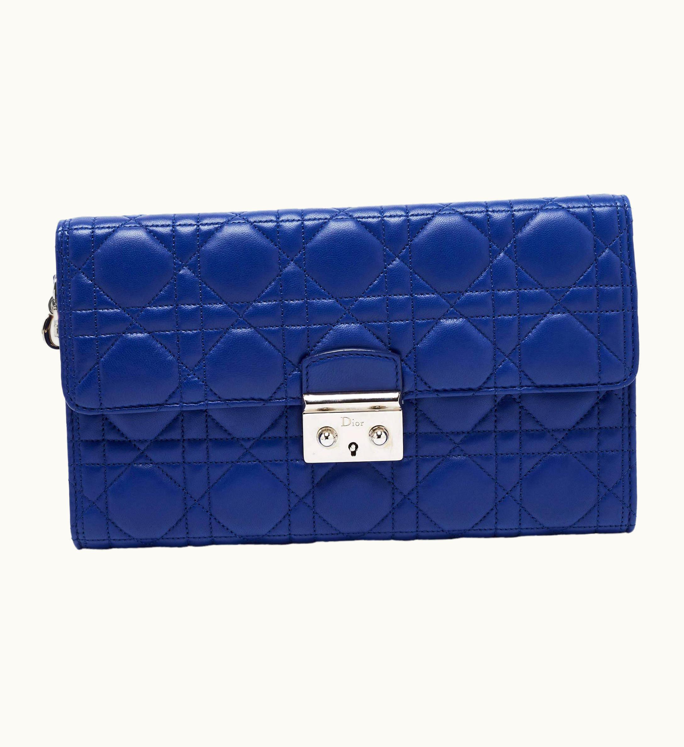 Dior Dior Blue Cannage Leather Rendezvous Continental Wallet