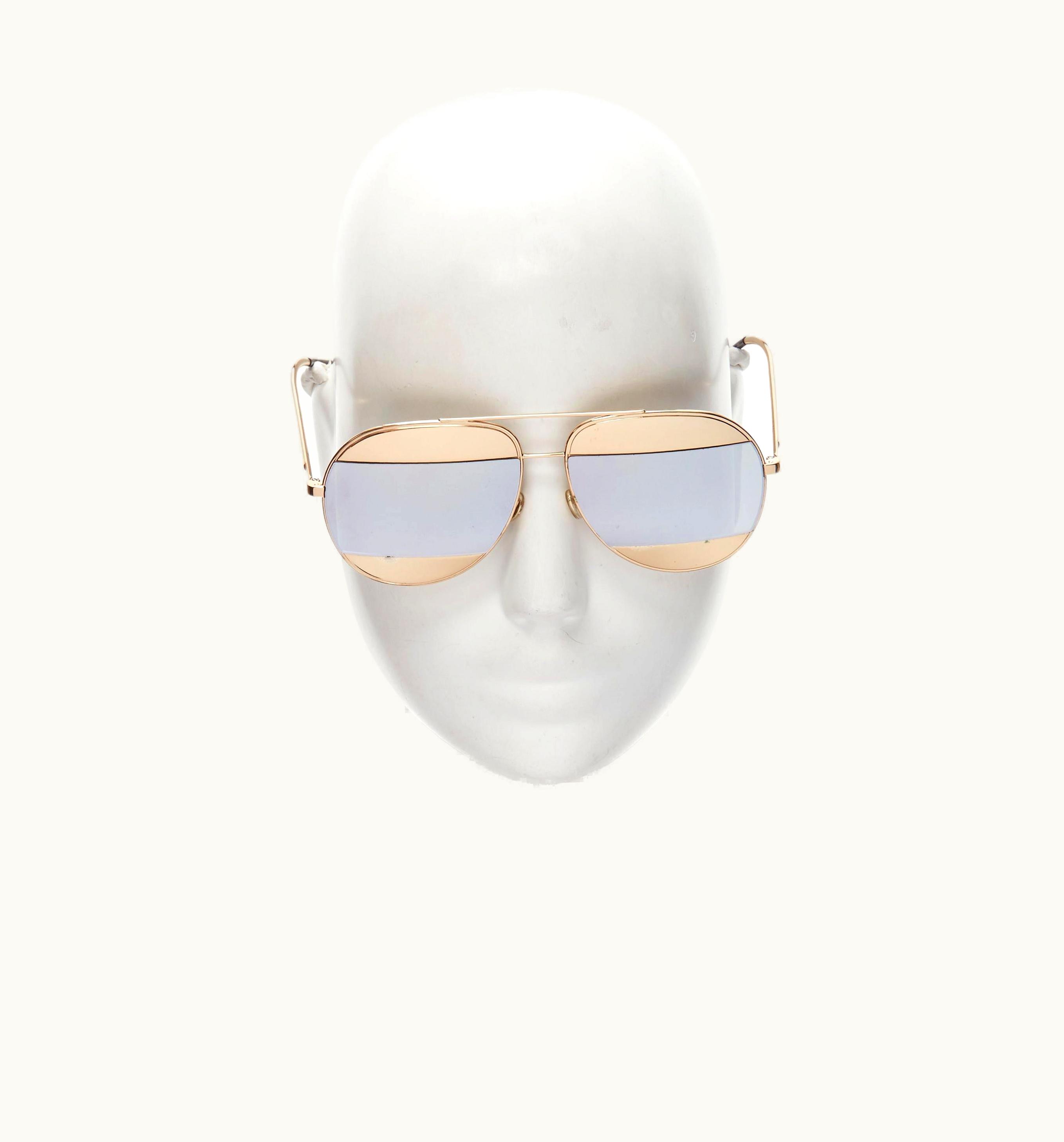 Dior Christian Dior DiorSplit1 Mirrored Gold Silver Aviator Sunglasses