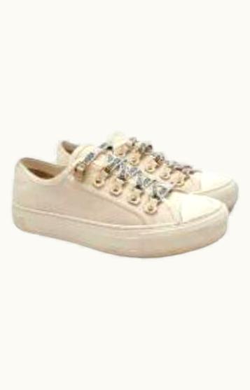 Dior Ivory Canvas Walk'N'Dior Low Top Trainers