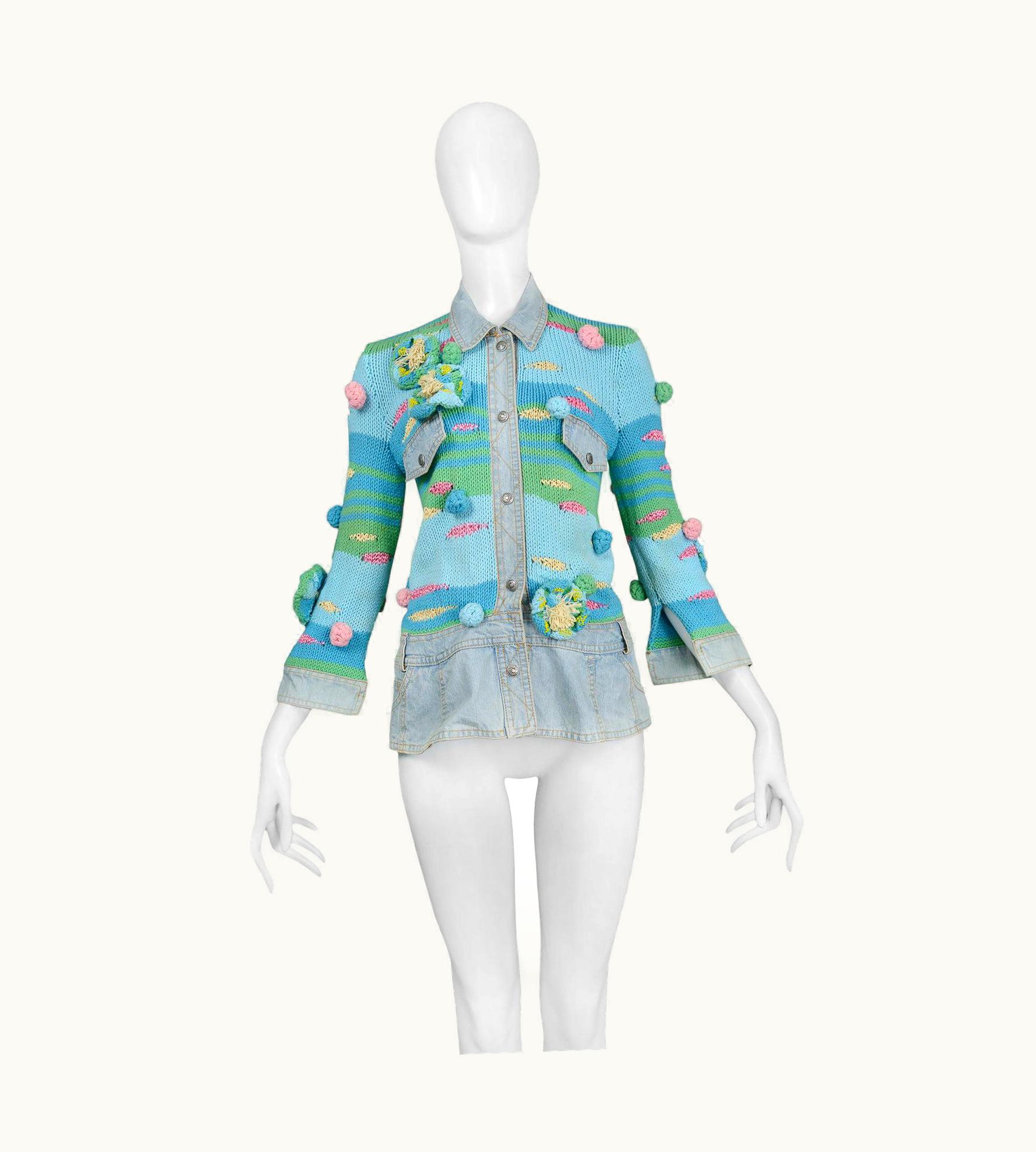 Dior Dior Green & Blue Knit Jacket With Denim 2005