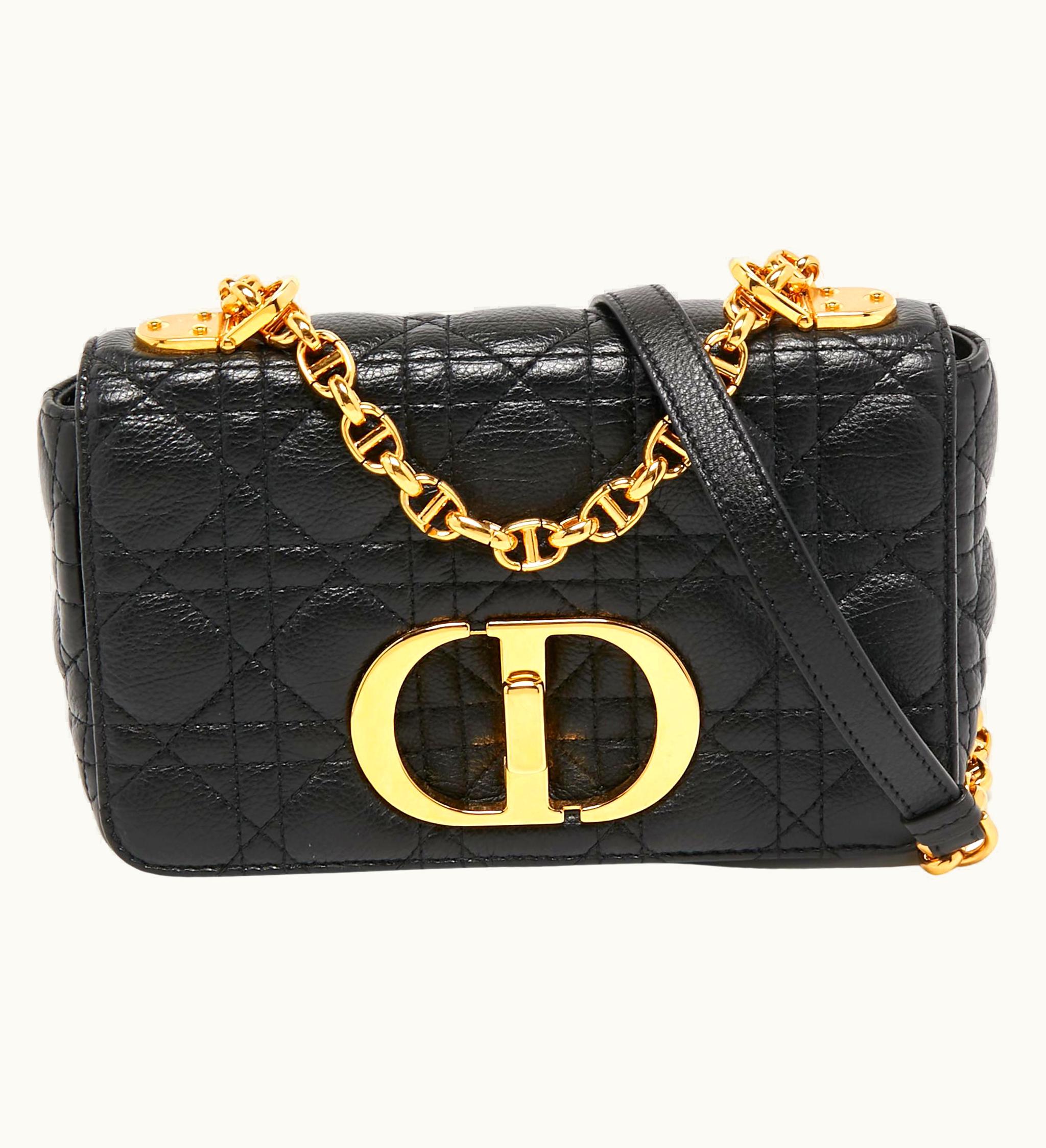 Dior Dior Black Cannage Leather Small Caro Shoulder Bag
