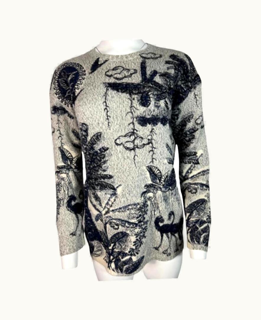 Dior Christian Dior Grey Cashmere Sweater Embroidered