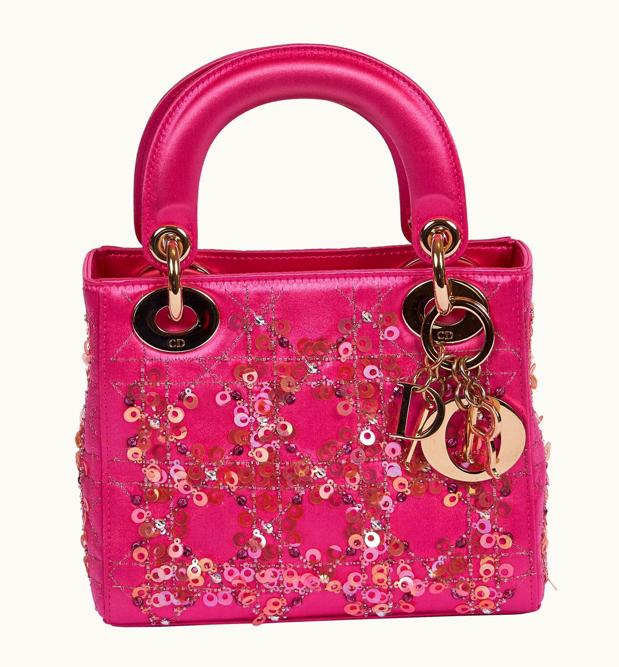 Dior Mini Lady Dior Couture Hot Pink Sequin Bag