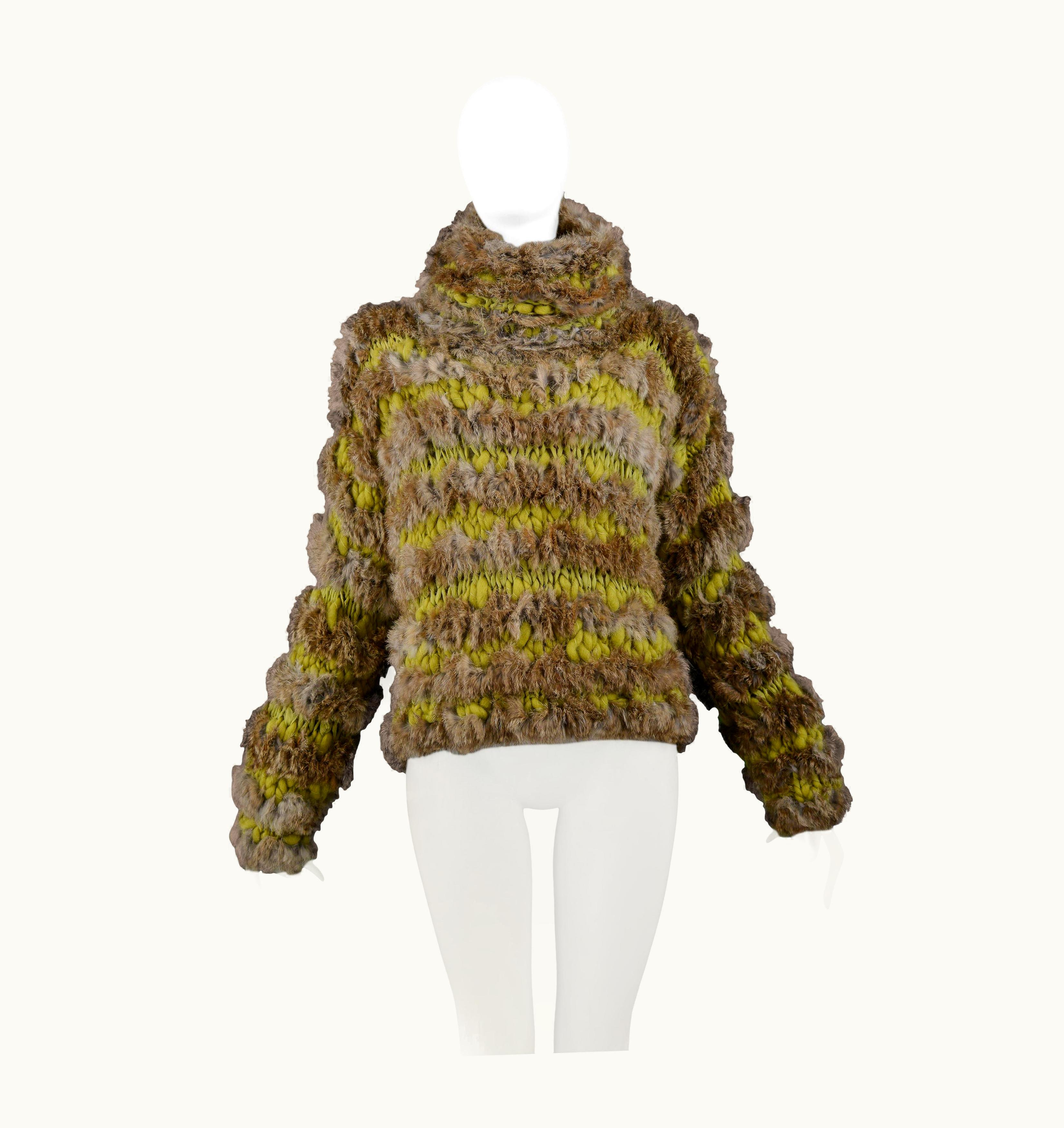 Dior Christian Dior Oversized Knit & Rabbit Fur Sweater 2000