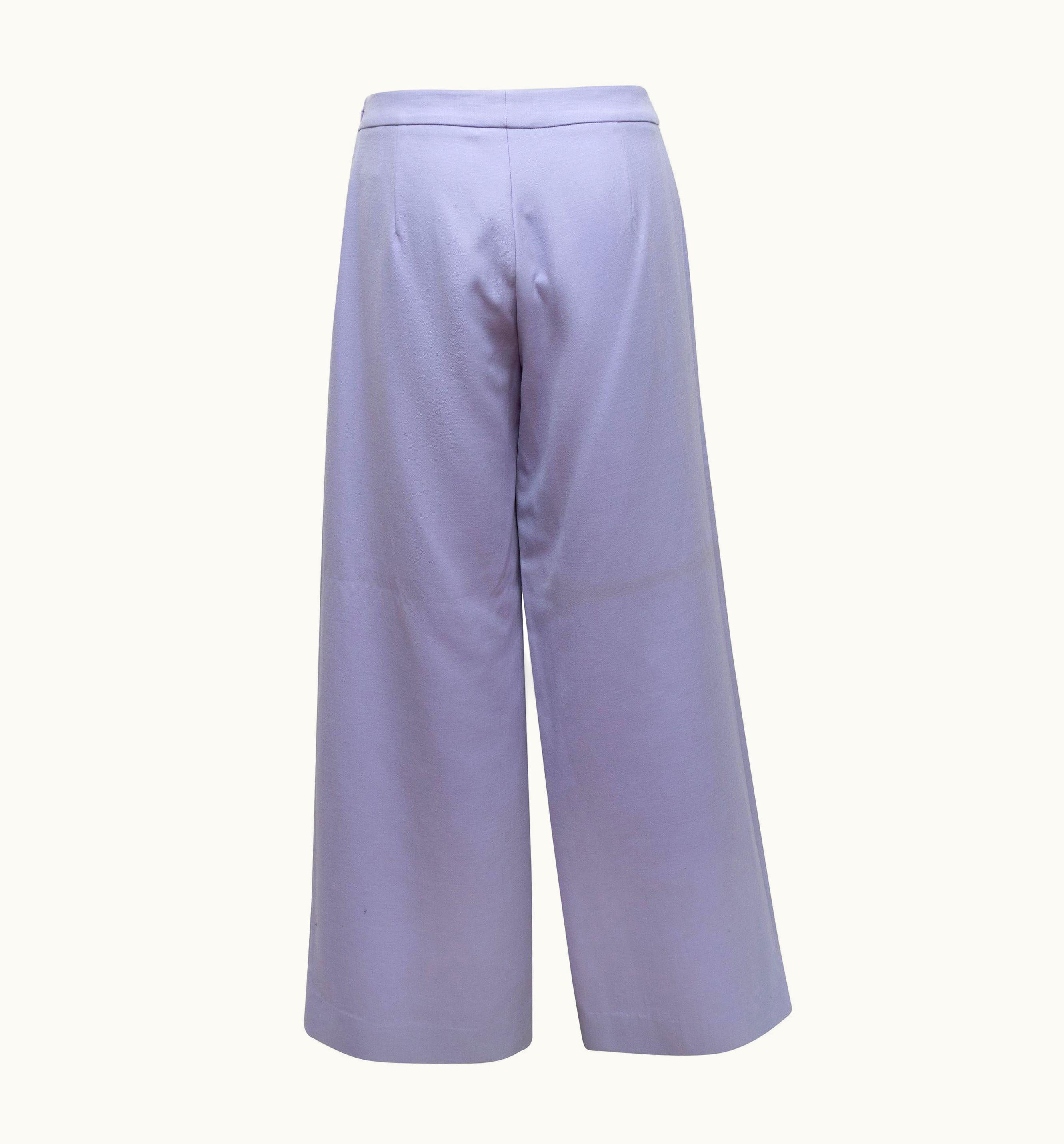 Dior Christian Dior Lavender Virgin Wool Wide-Leg Pants