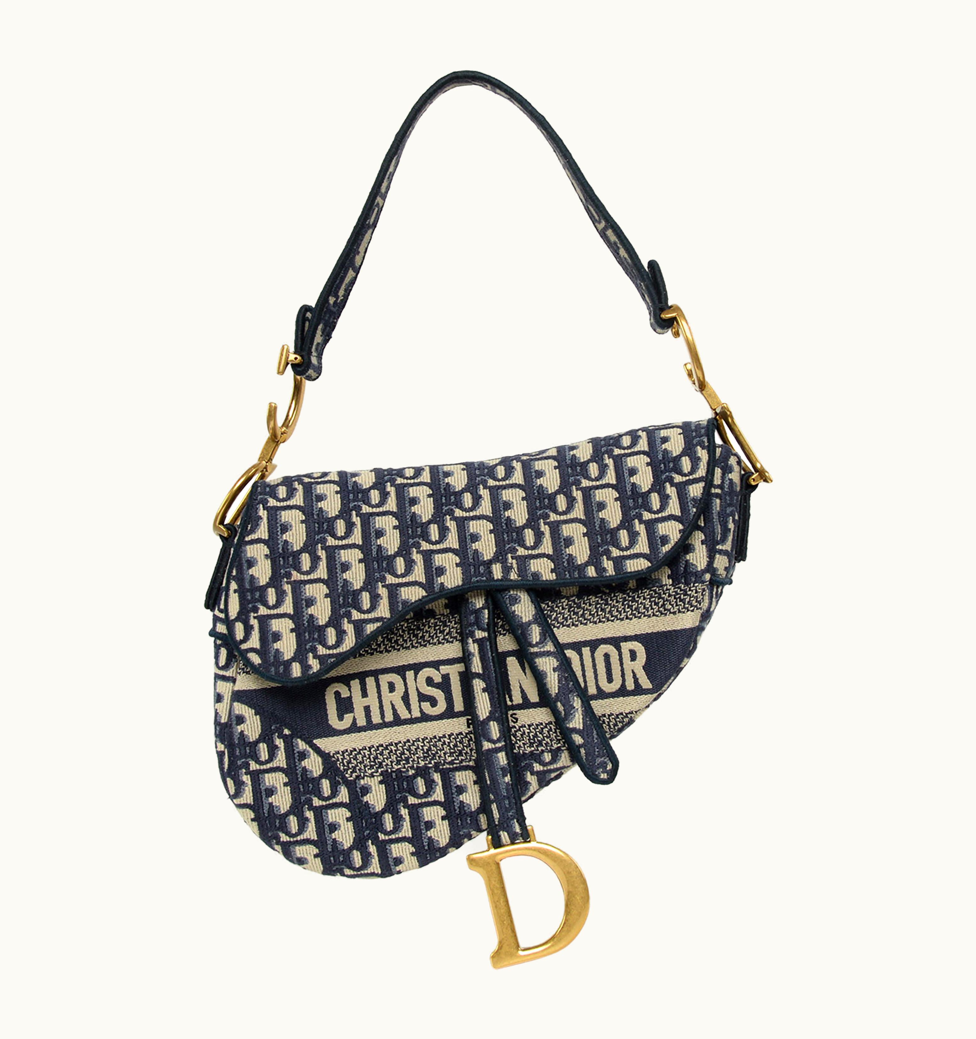 Dior Dior Saddle Bag Blue Oblique Embroidery Full-Set