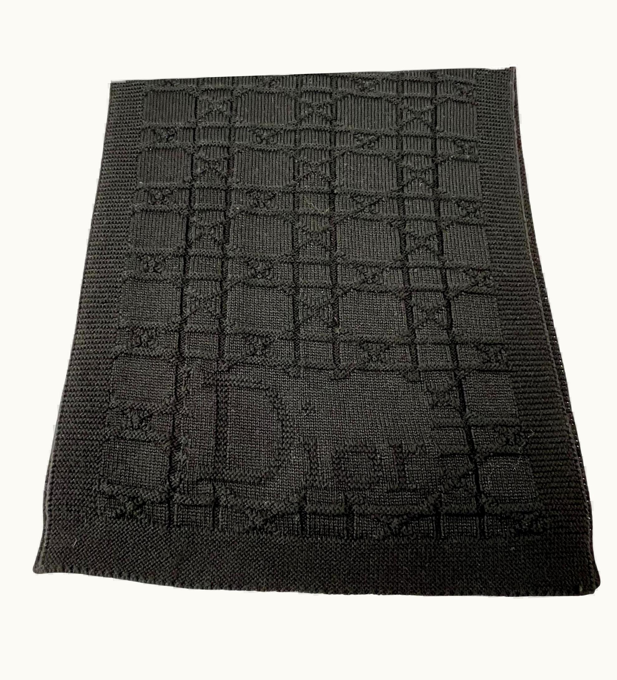 Dior Dior Vintage Cannage Black Wool Scarf (Like New)