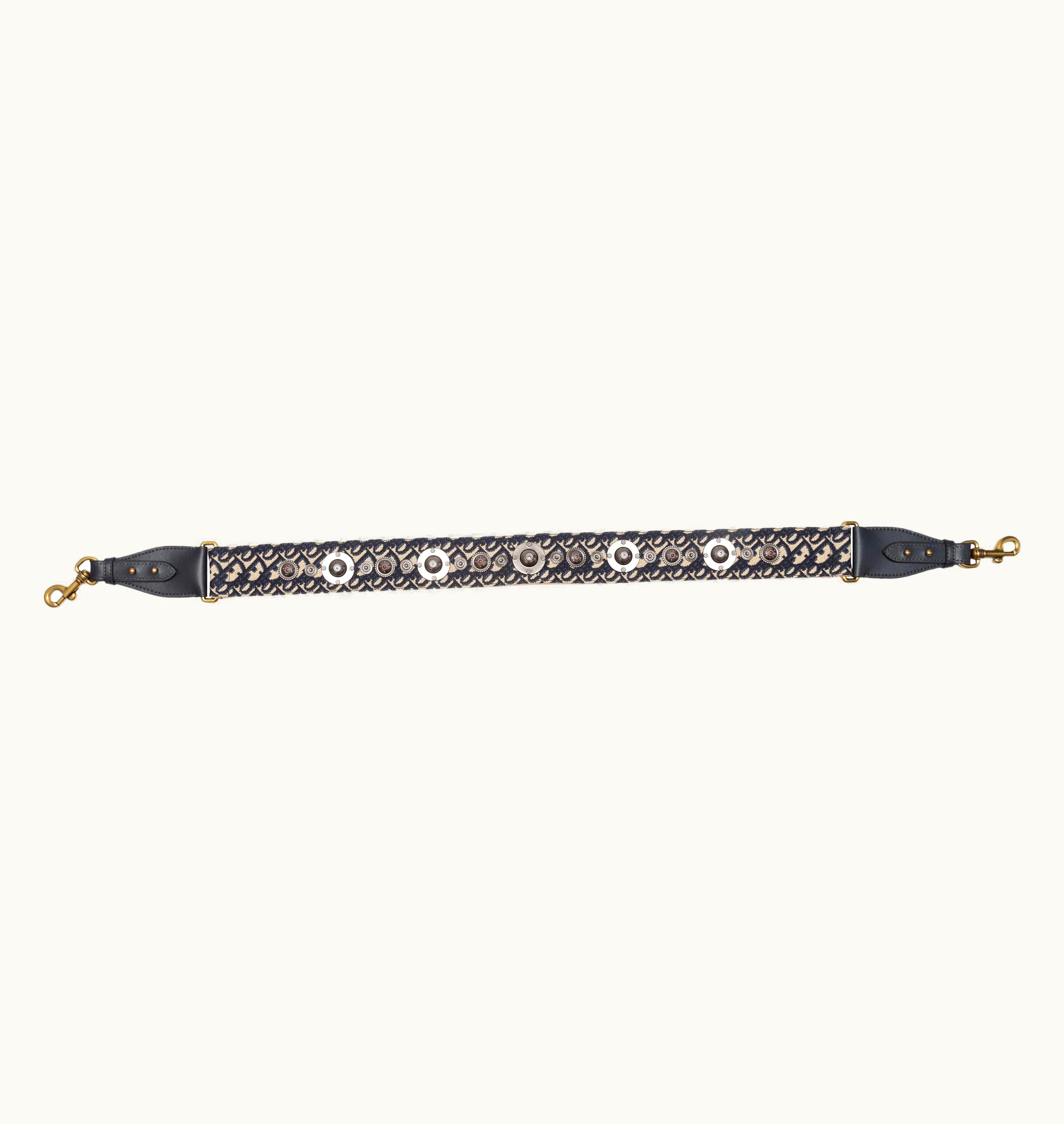 Dior Christian Dior Navy & Multicolor Oblique Embellished Bag Strap