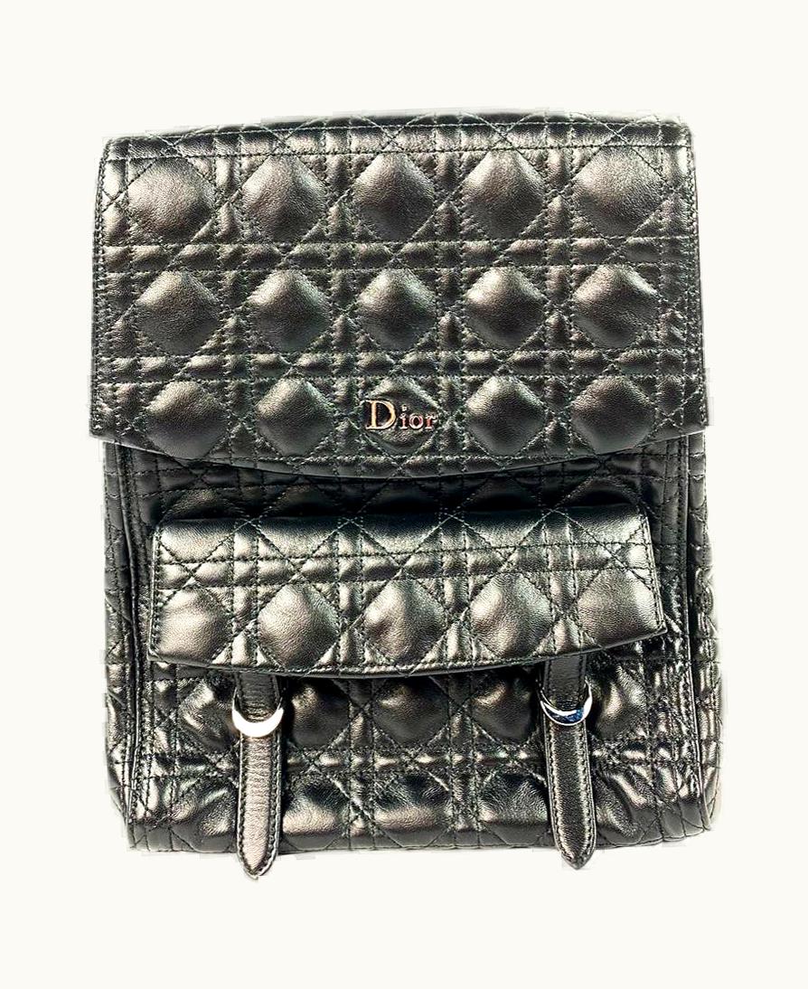 Dior Christian Dior Stardust Black Leather Cannage Qulit Backpack