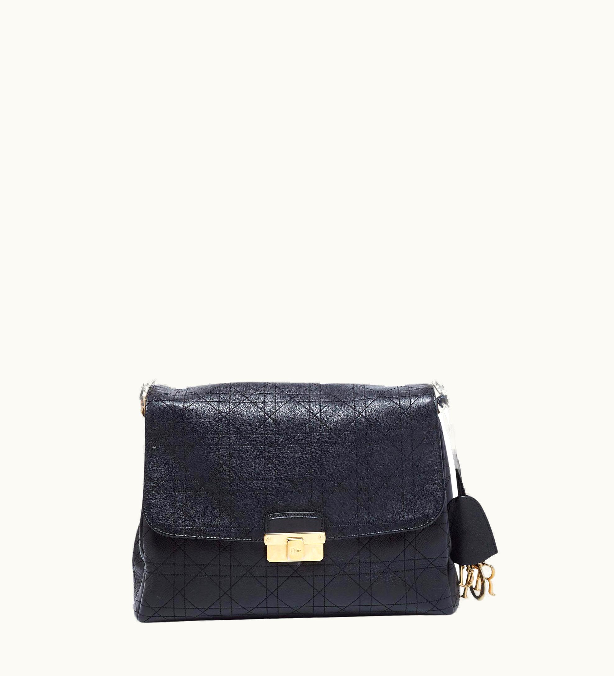 Dior Dior Black Cannage Leather Large Diorling Shoulder Bag UZ0569344