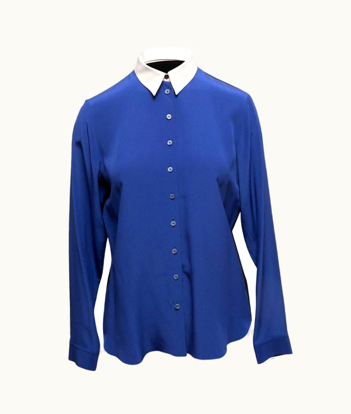Dior Christian Dior Blue & Multicolor Silk Button-Up Top