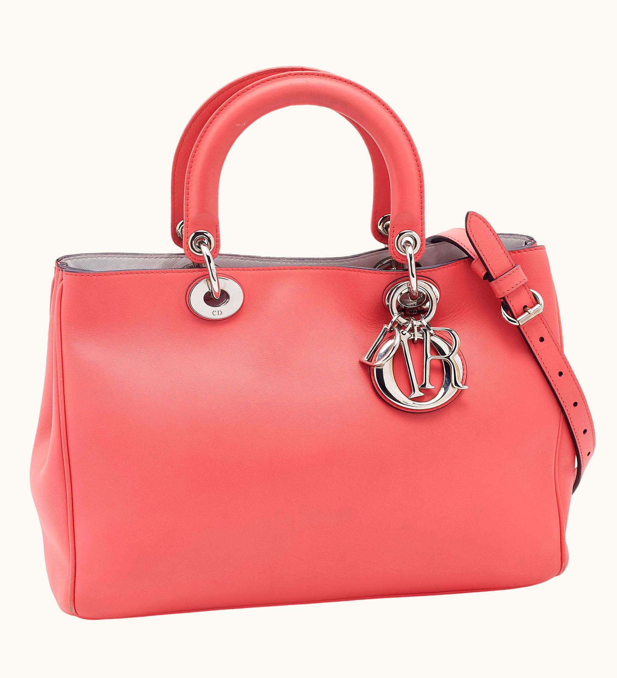 Dior Dior Coral Pink Leather Medium Diorissimo Shopper Tote UZ0569348