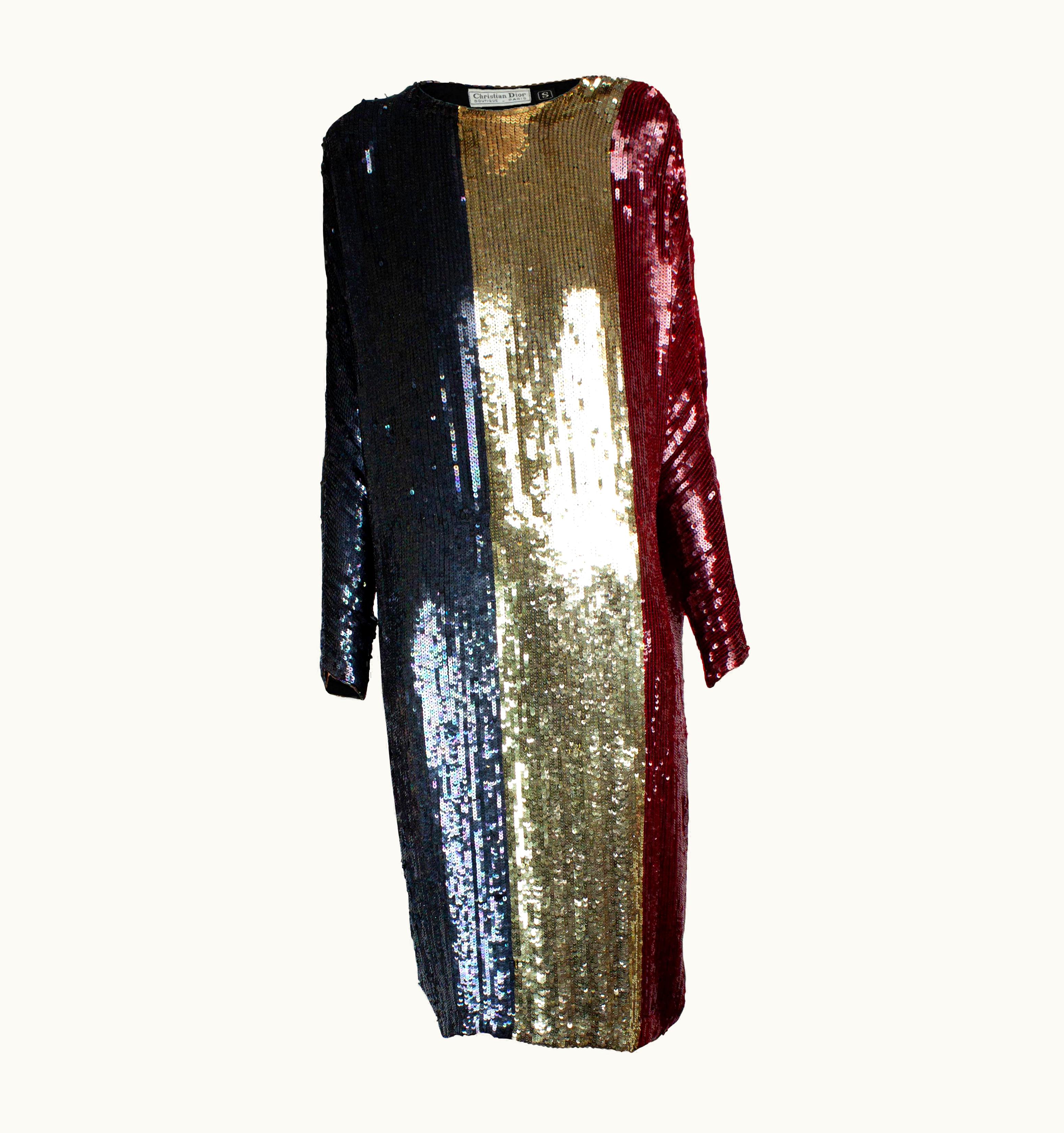 Dior Christian Dior Batwings Evening Sequin Dress. Circa 1980s