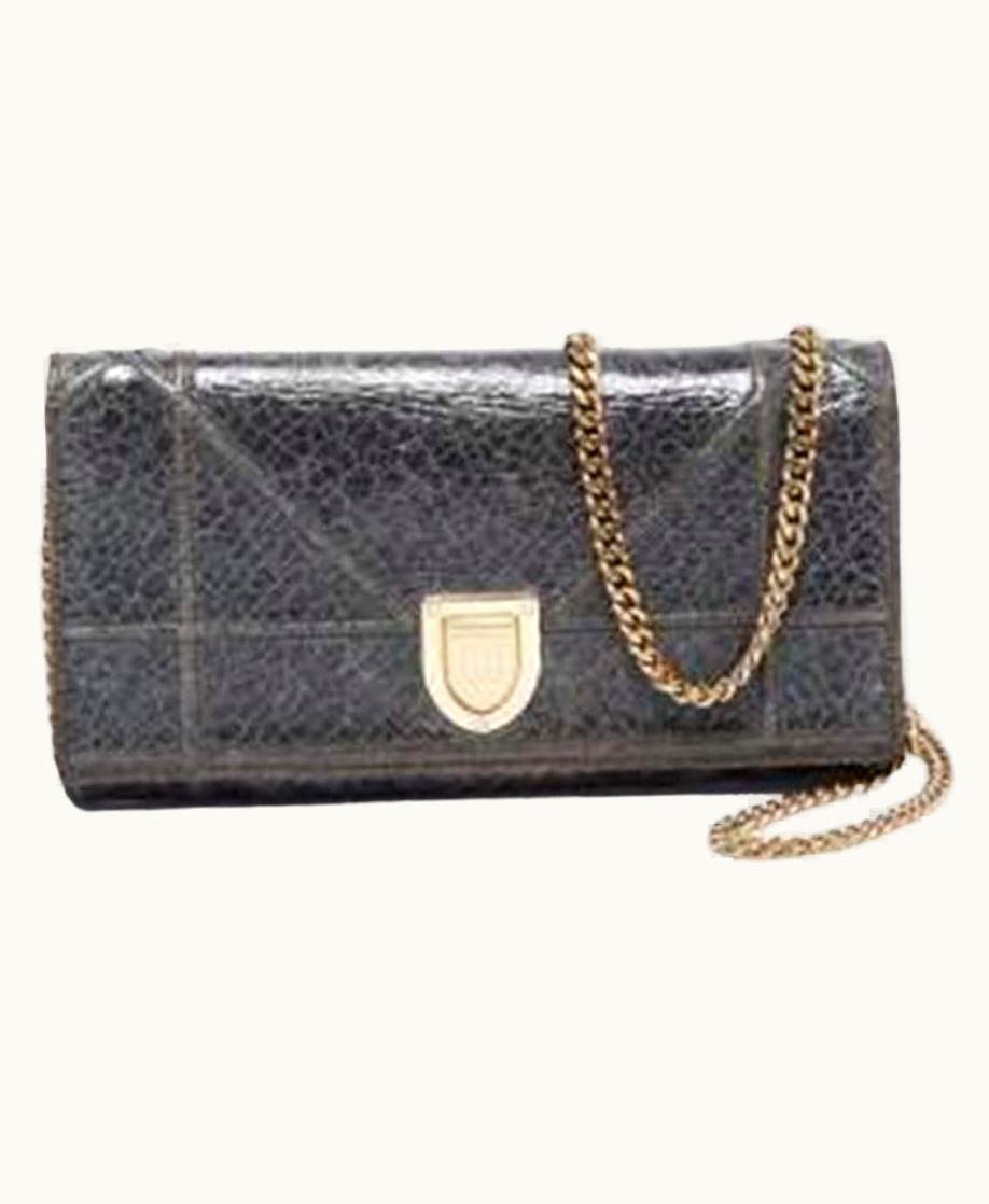 Dior Dior Green Crackle Leather Diorama Wallet On Chain UZ0569372