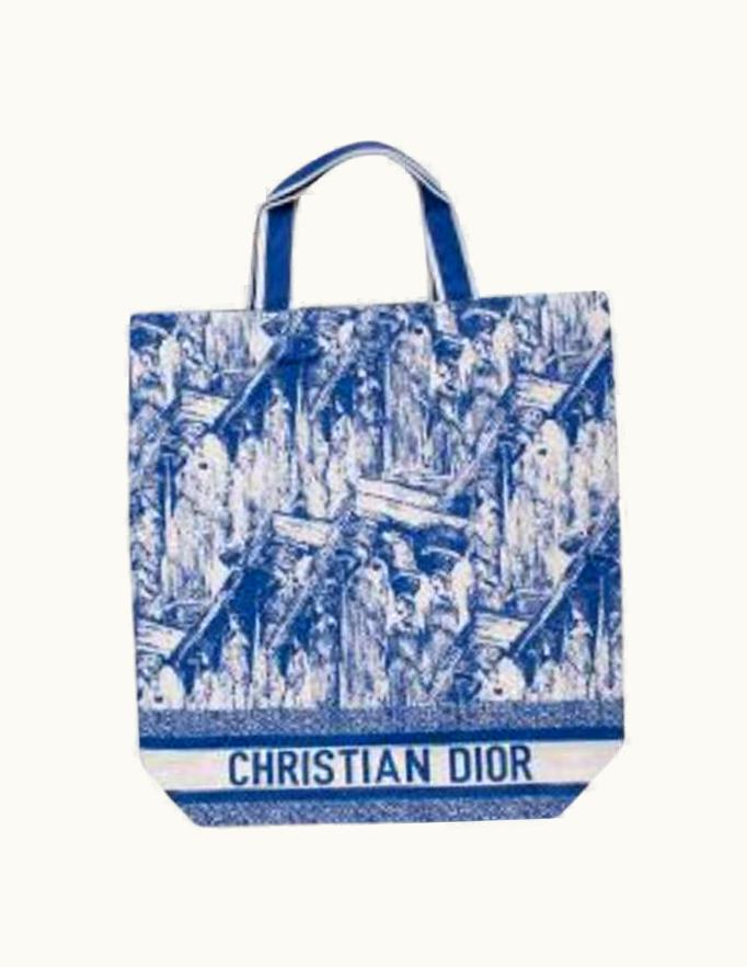 Dior Dior Blue & Cream Jacquard Tote Bag Cruise 2022 UZ0569393